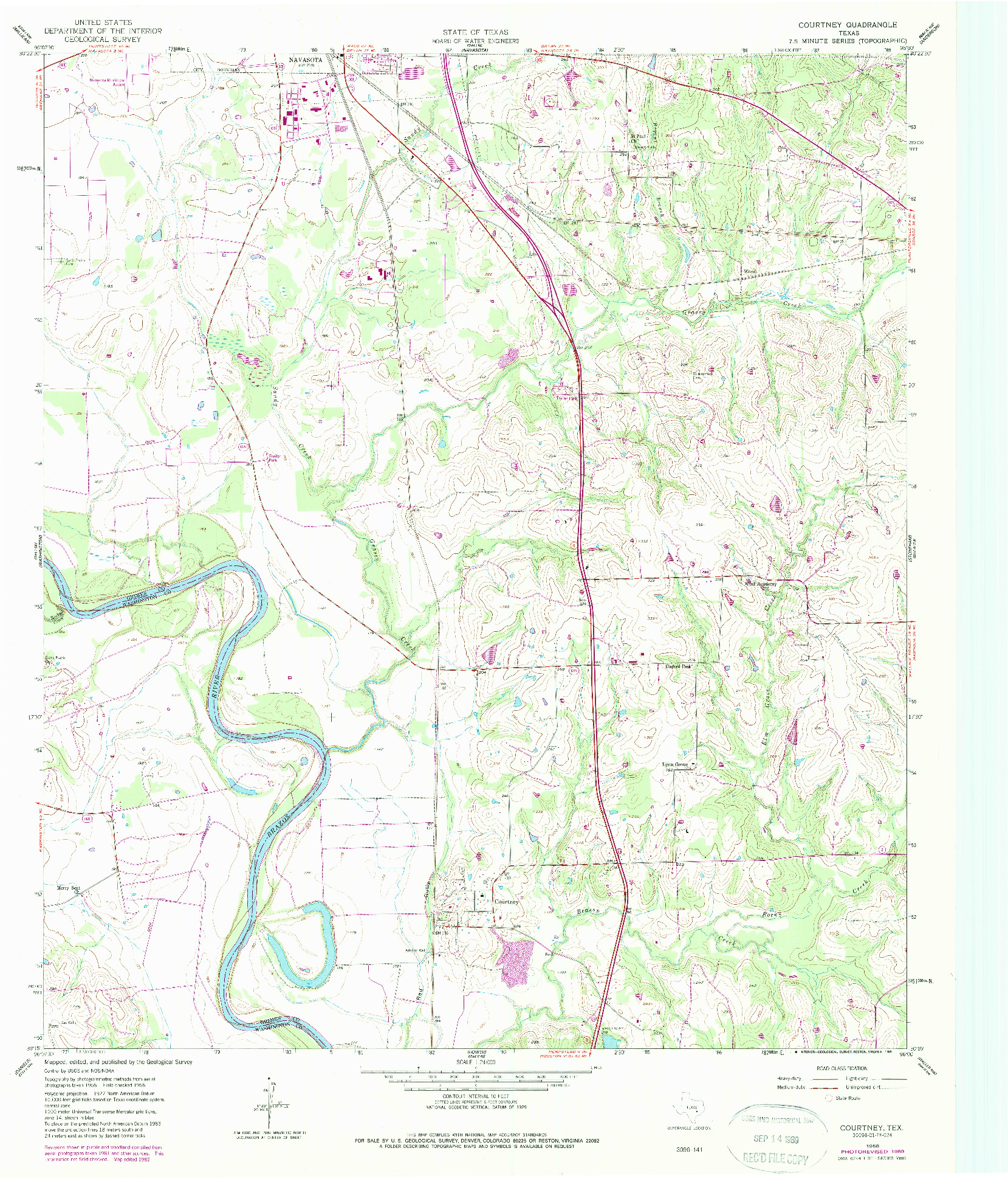USGS 1:24000-SCALE QUADRANGLE FOR COURTNEY, TX 1958