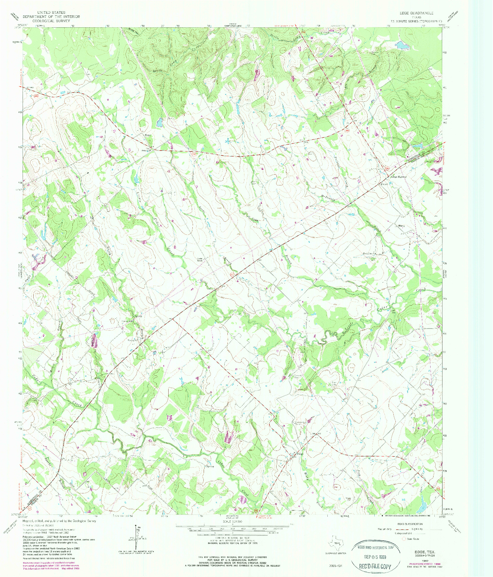 USGS 1:24000-SCALE QUADRANGLE FOR EDGE, TX 1962