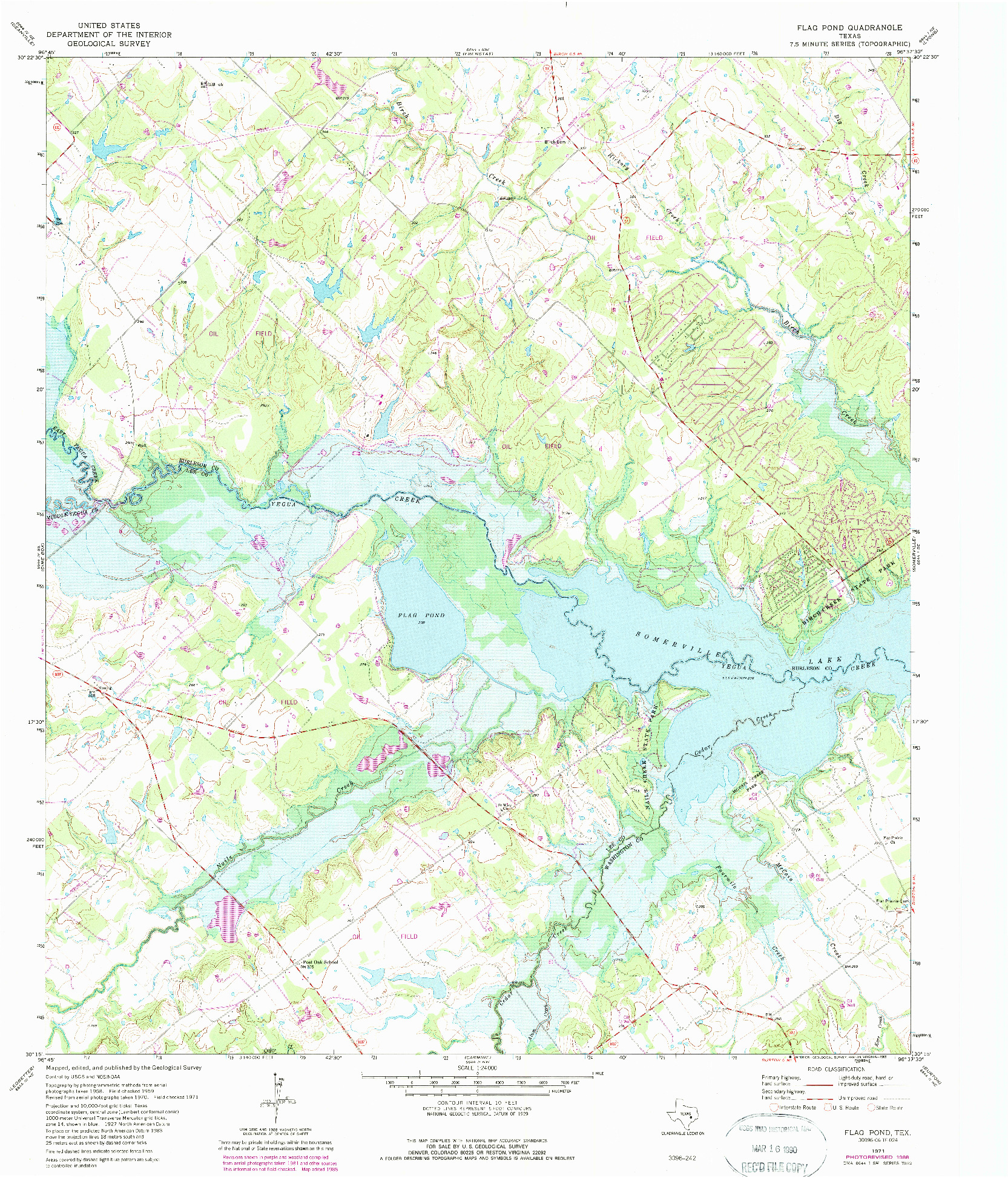 USGS 1:24000-SCALE QUADRANGLE FOR FLAG POND, TX 1971