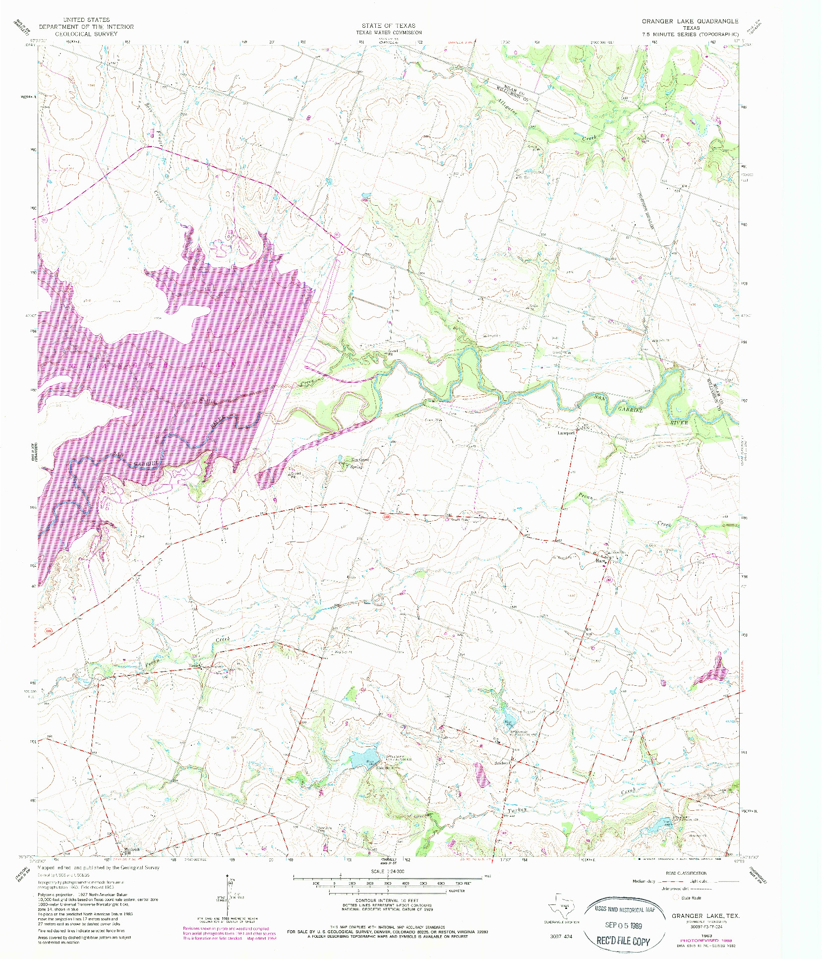 USGS 1:24000-SCALE QUADRANGLE FOR GRANGER LAKE, TX 1963