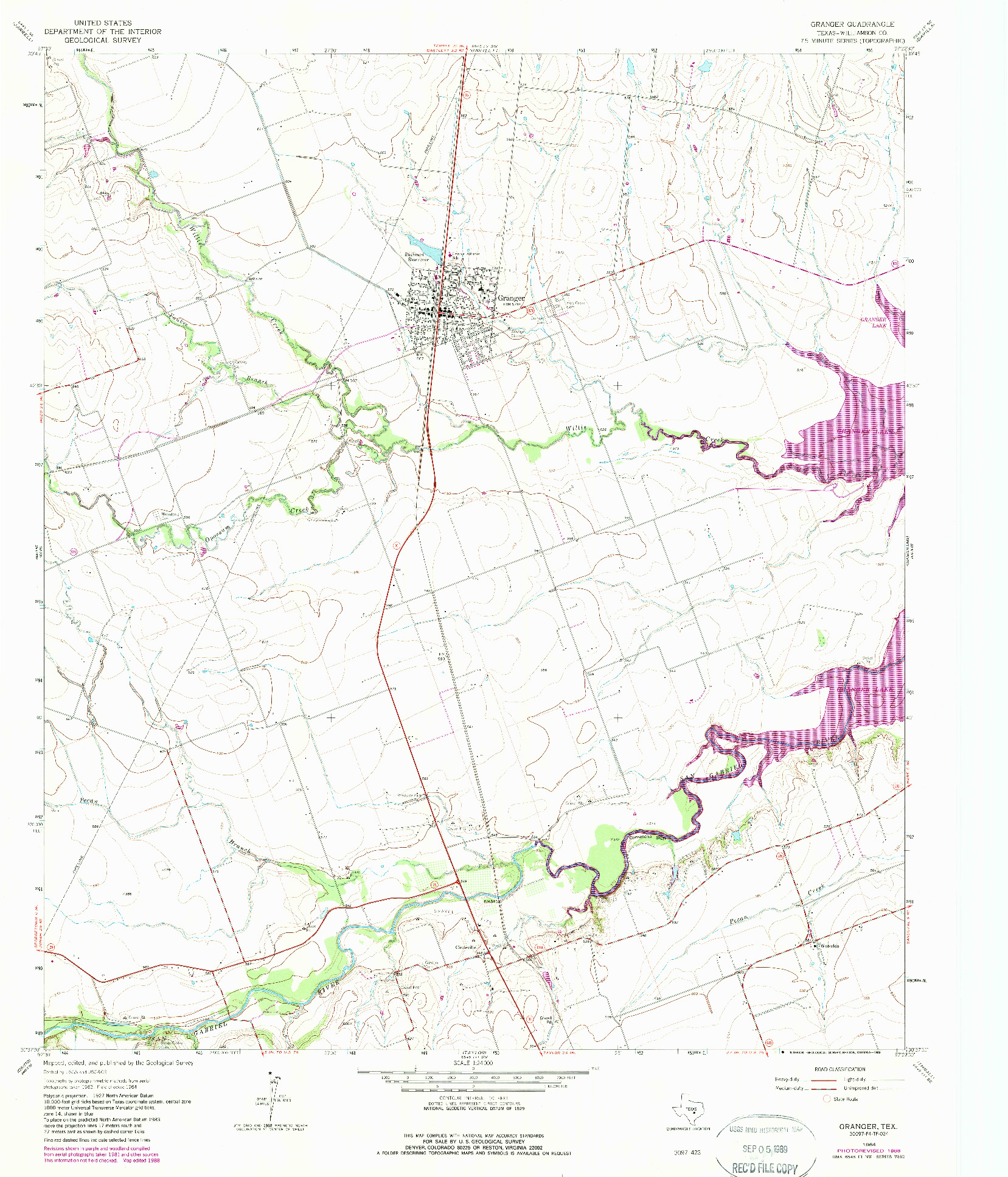 USGS 1:24000-SCALE QUADRANGLE FOR GRANGER, TX 1964