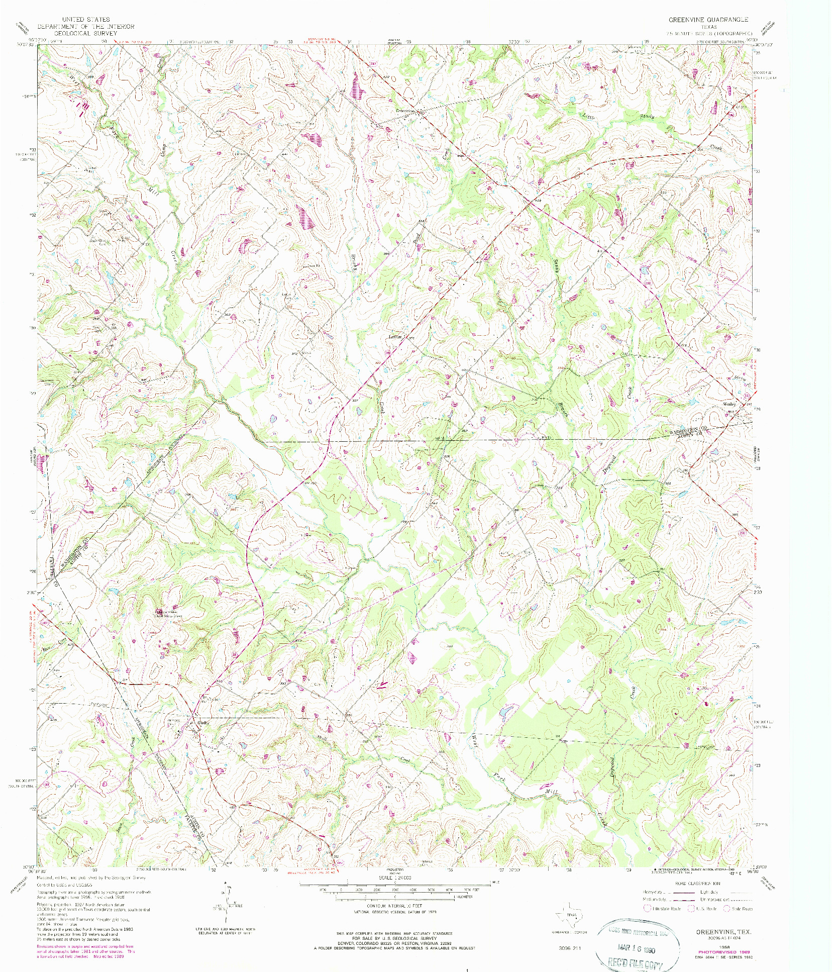 USGS 1:24000-SCALE QUADRANGLE FOR GREENVINE, TX 1958