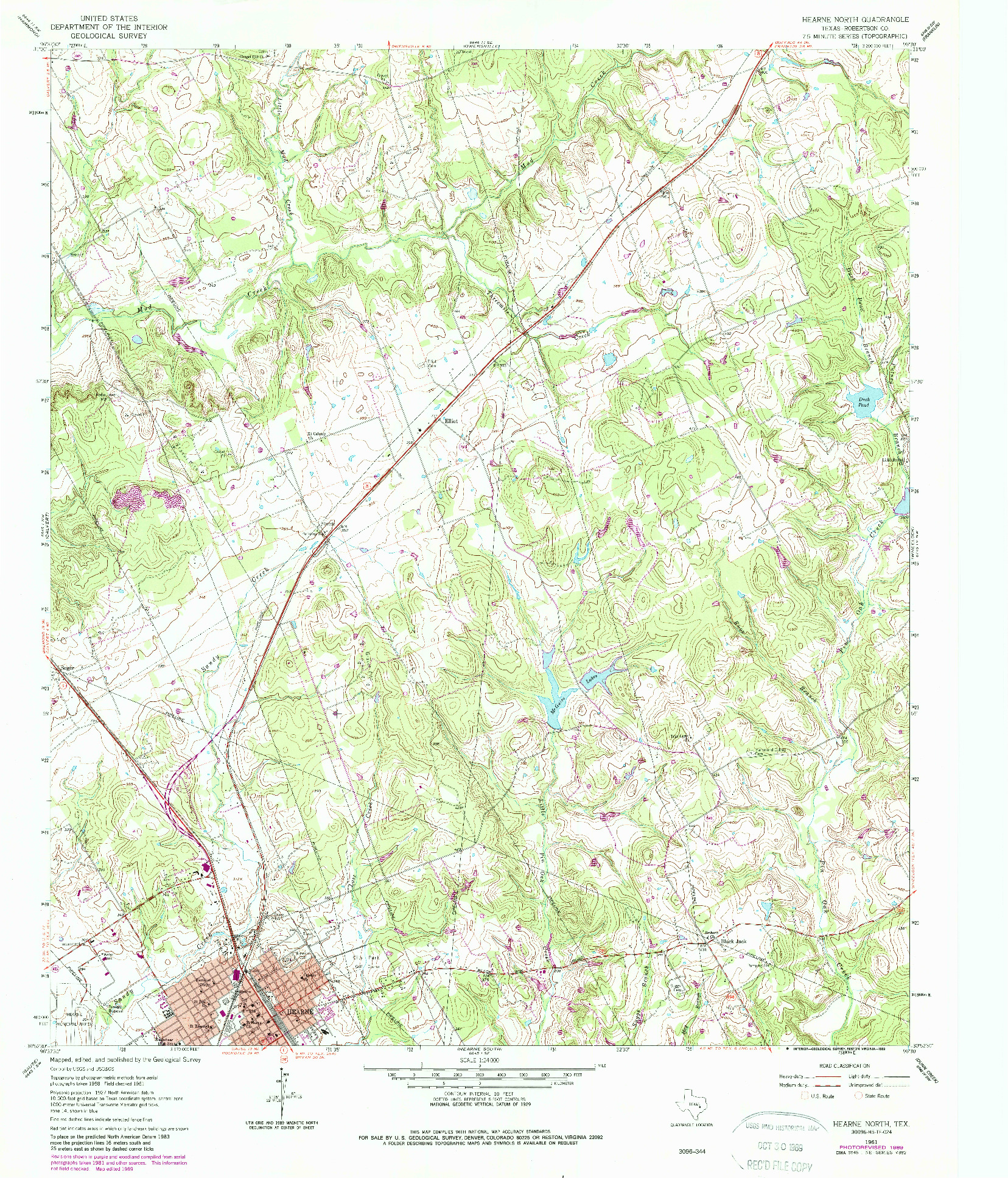 USGS 1:24000-SCALE QUADRANGLE FOR HEARNE NORTH, TX 1961