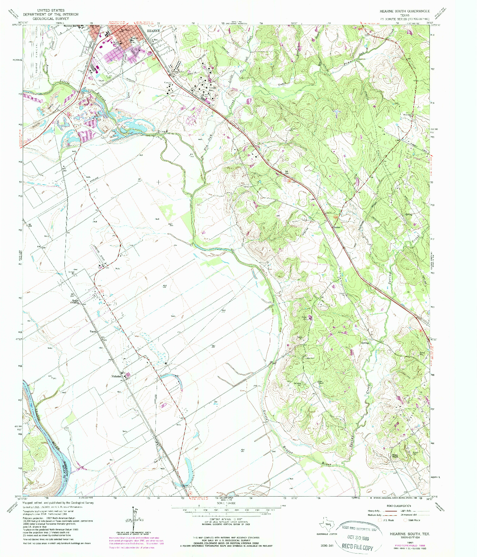 USGS 1:24000-SCALE QUADRANGLE FOR HEARNE SOUTH, TX 1961