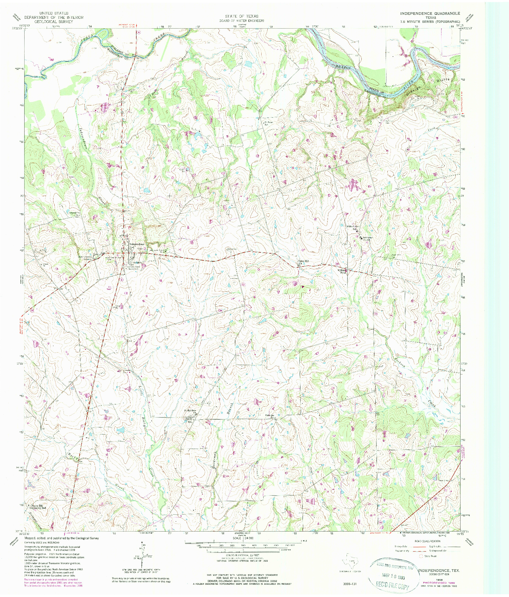 USGS 1:24000-SCALE QUADRANGLE FOR INDEPENDENCE, TX 1959