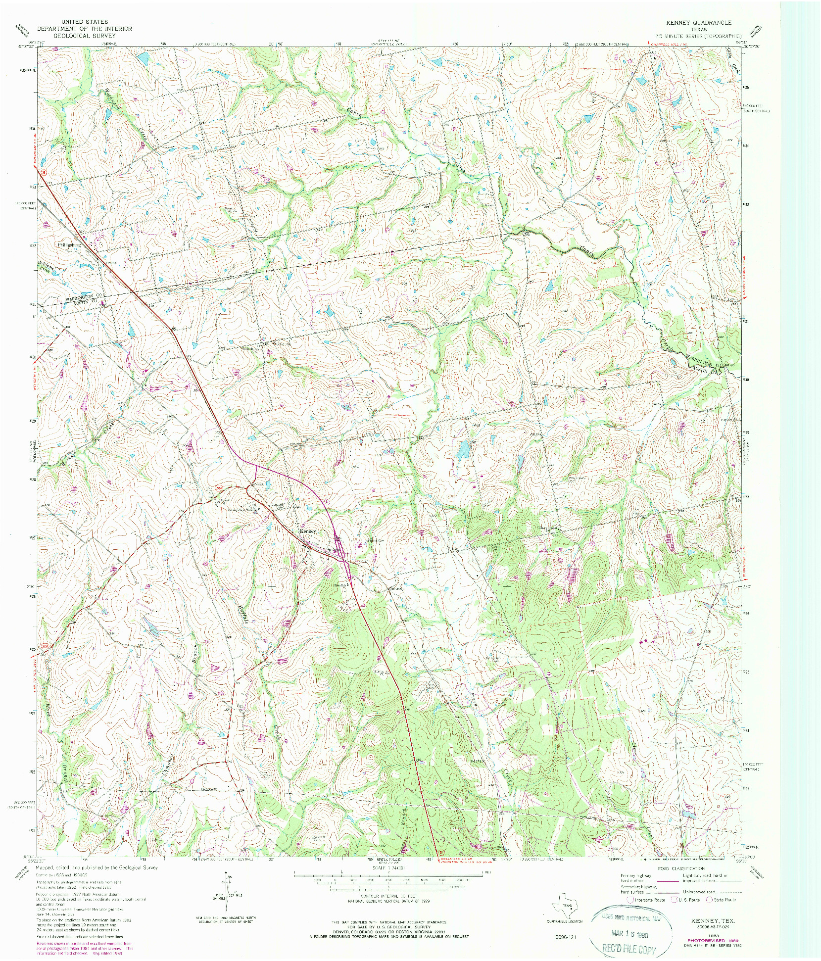 USGS 1:24000-SCALE QUADRANGLE FOR KENNEY, TX 1963