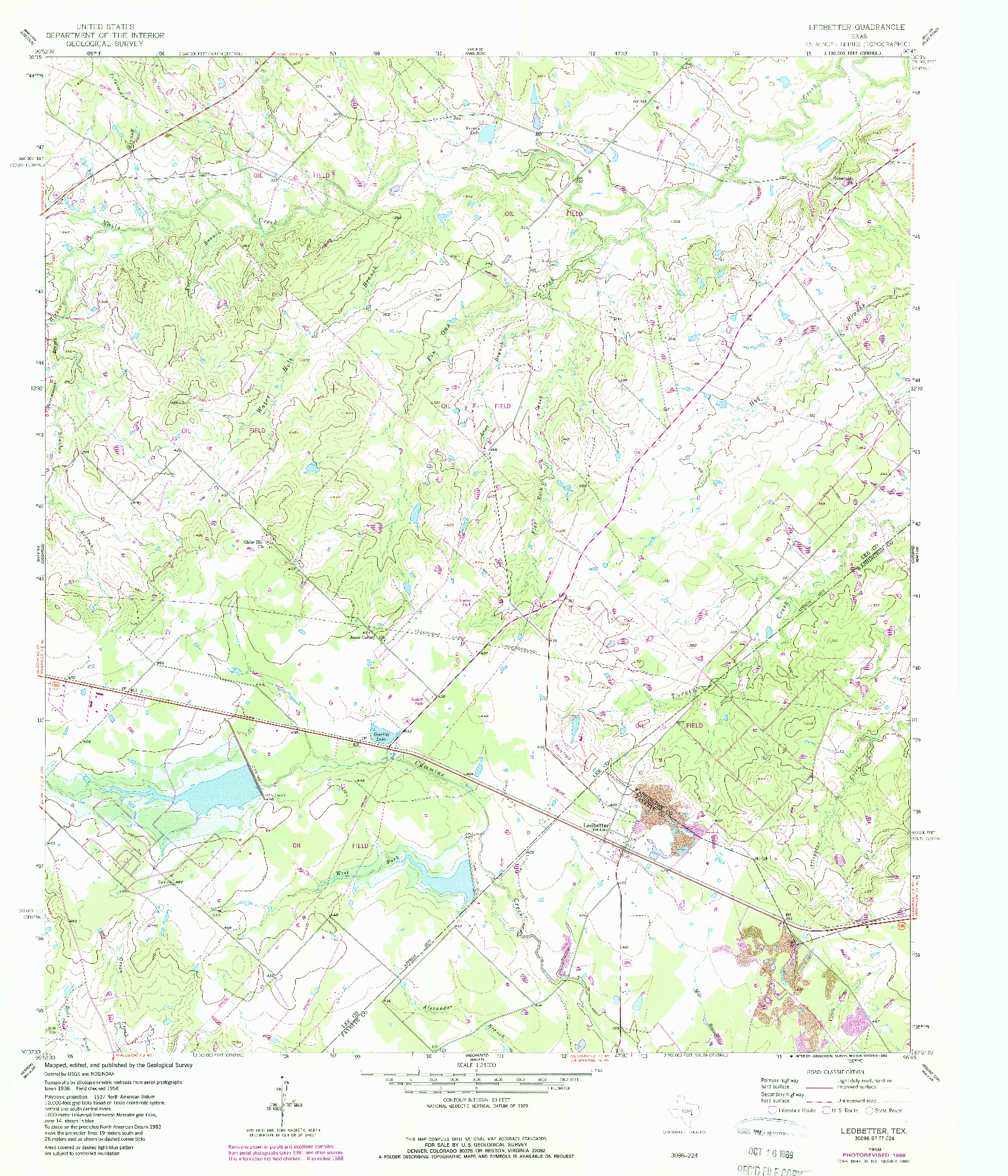 USGS 1:24000-SCALE QUADRANGLE FOR LEDBETTER, TX 1958
