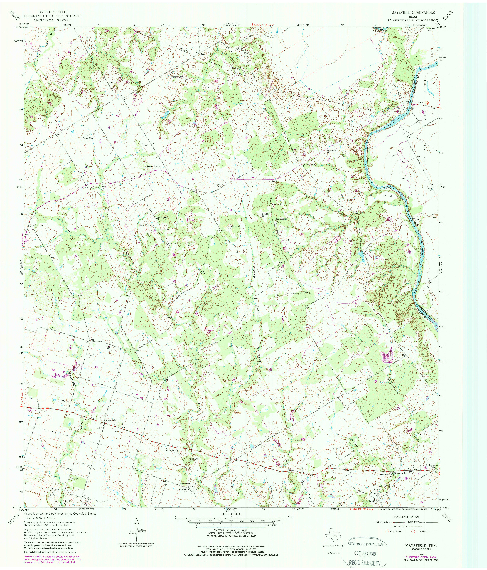 USGS 1:24000-SCALE QUADRANGLE FOR MAYSFIELD, TX 1962