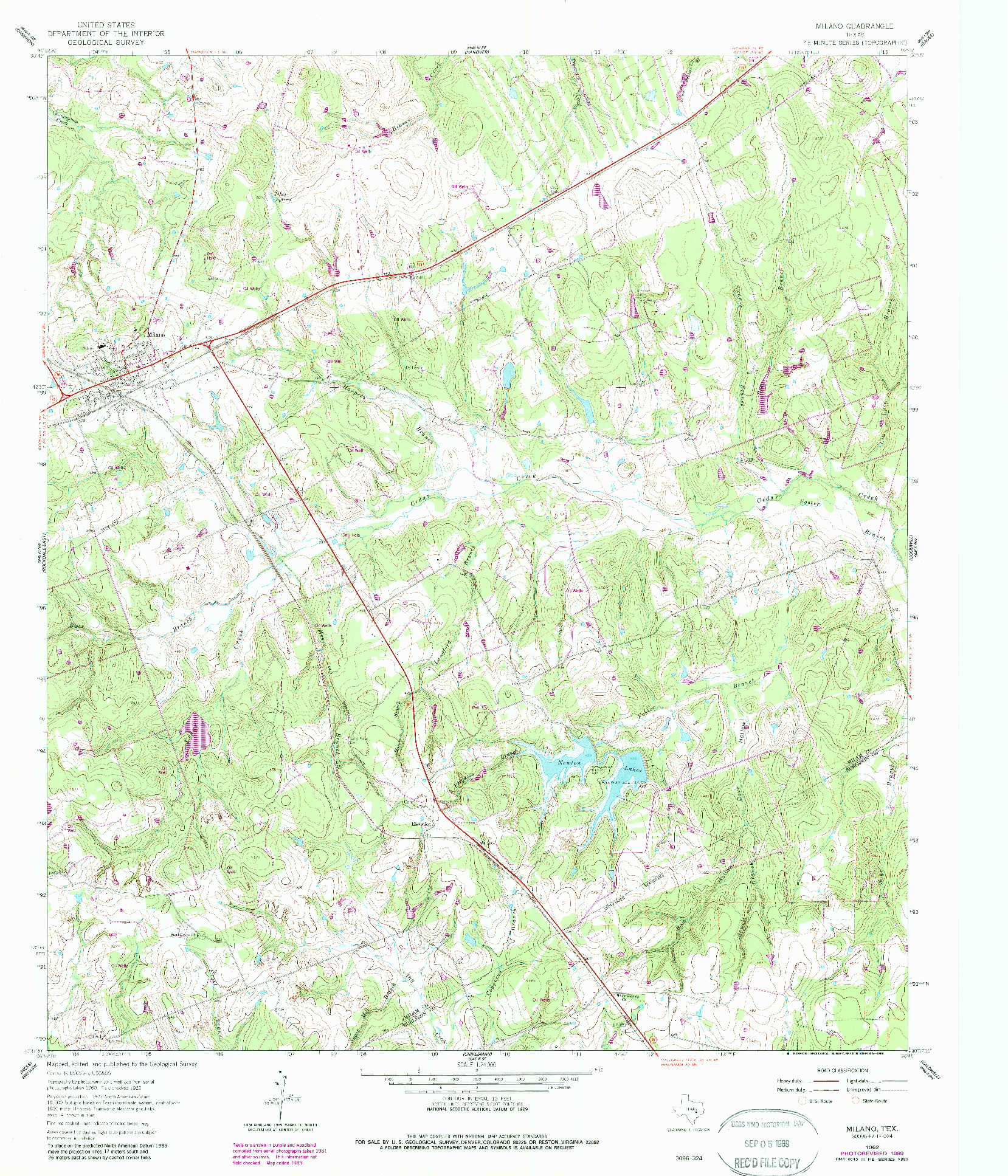 USGS 1:24000-SCALE QUADRANGLE FOR MILANO, TX 1962