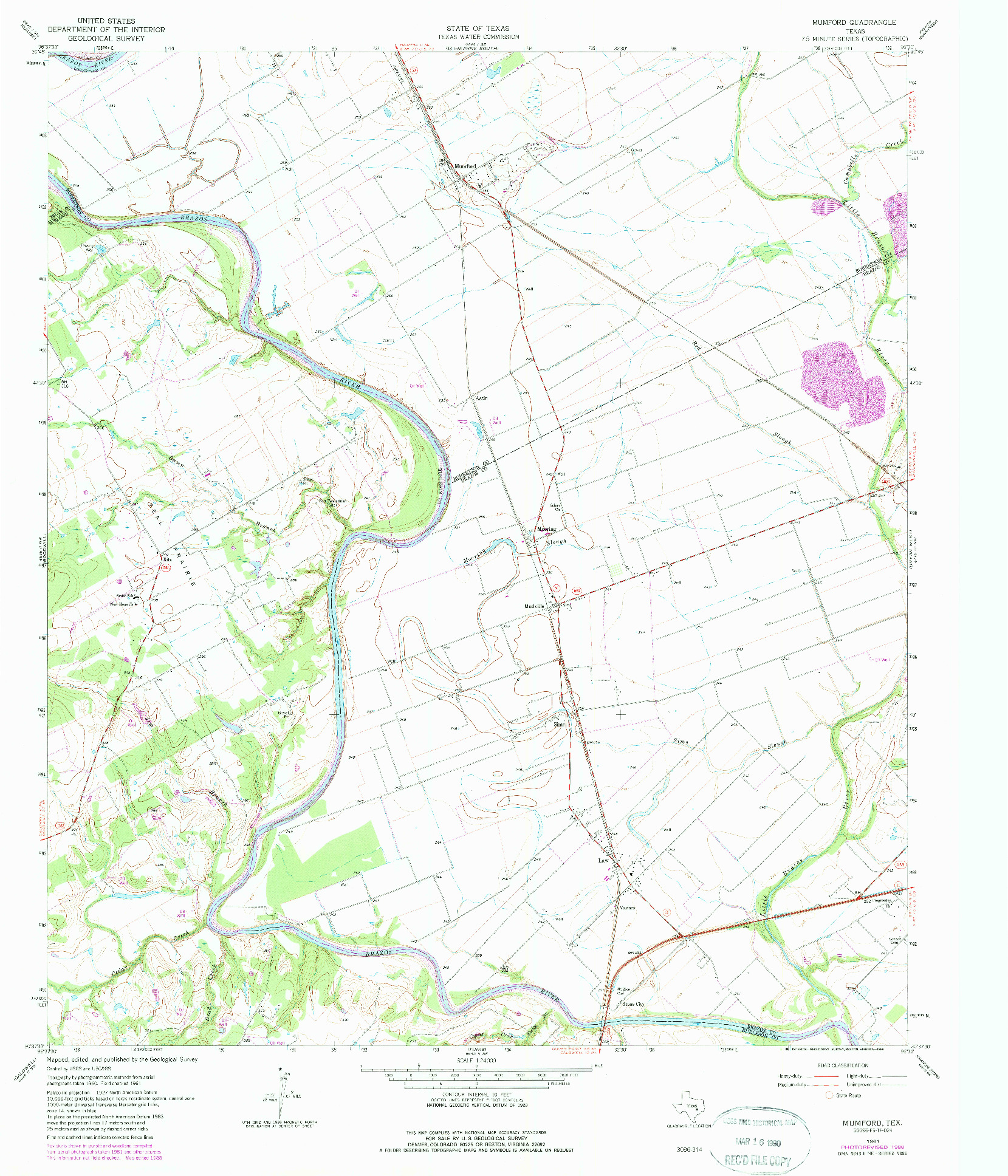 USGS 1:24000-SCALE QUADRANGLE FOR MUMFORD, TX 1961