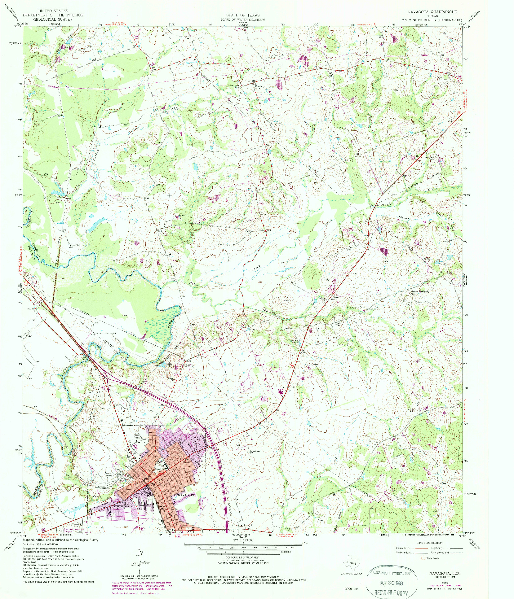 USGS 1:24000-SCALE QUADRANGLE FOR NAVASOTA, TX 1958