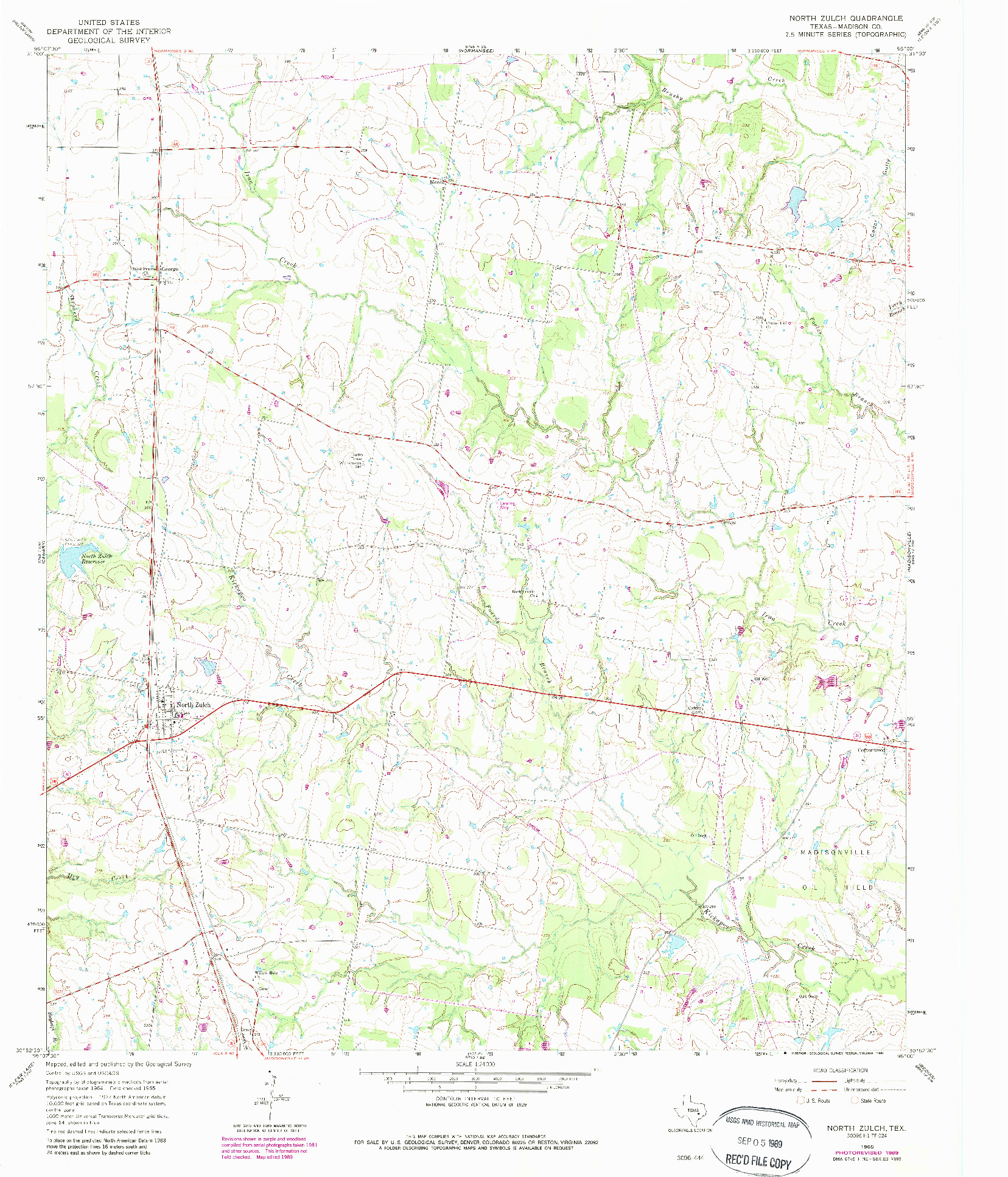 USGS 1:24000-SCALE QUADRANGLE FOR NORTH ZULCH, TX 1965