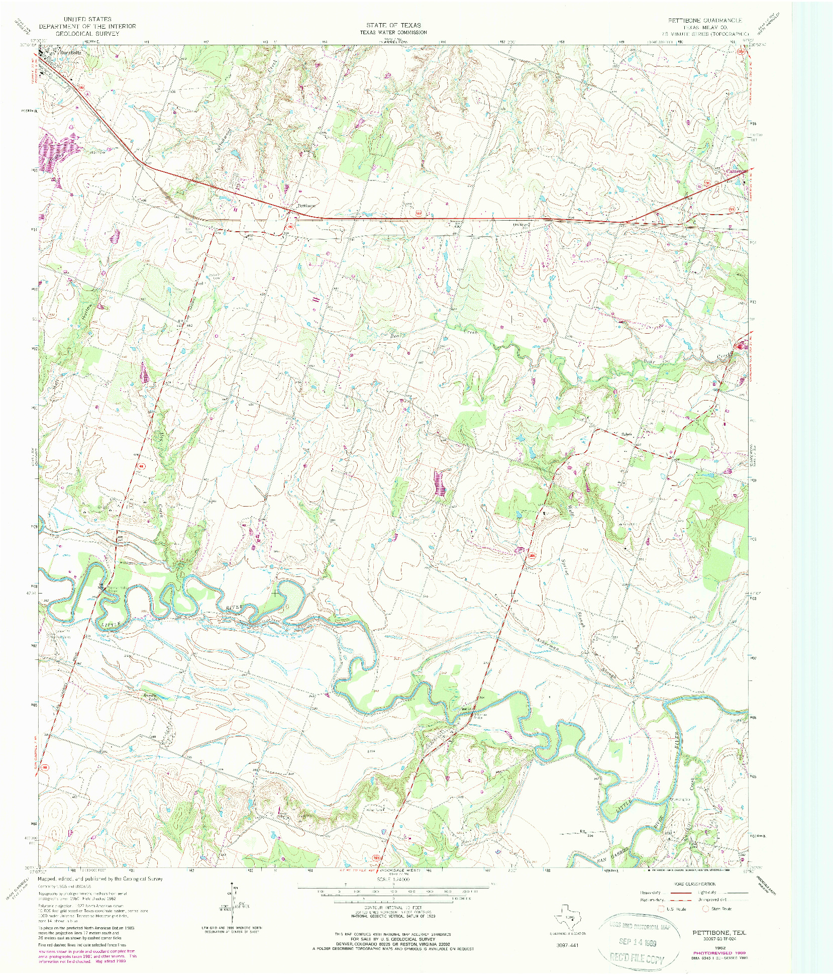 USGS 1:24000-SCALE QUADRANGLE FOR PETTIBONE, TX 1962