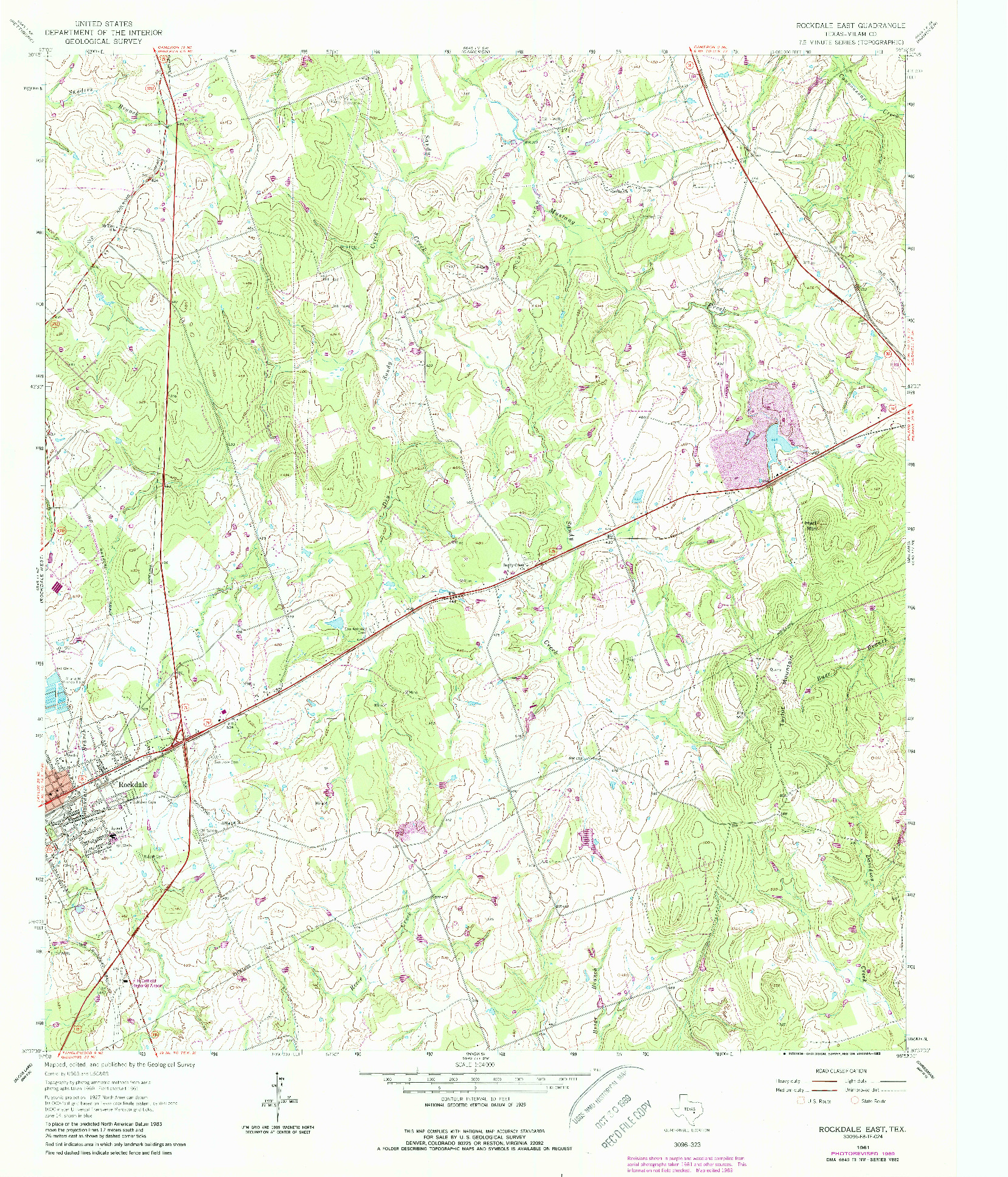 USGS 1:24000-SCALE QUADRANGLE FOR ROCKDALE EAST, TX 1961