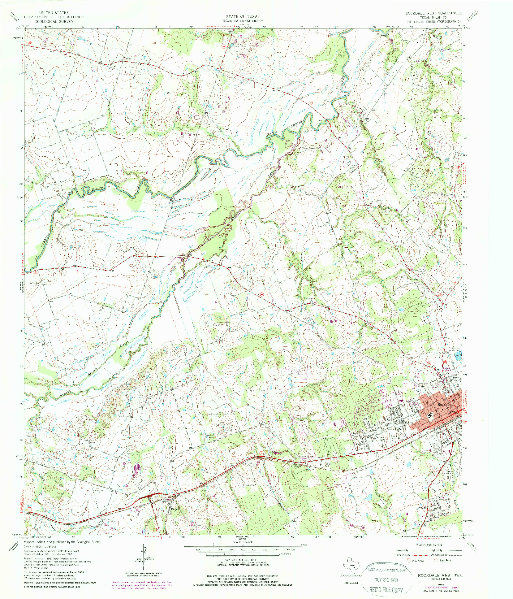 USGS 1:24000-SCALE QUADRANGLE FOR ROCKDALE WEST, TX 1962