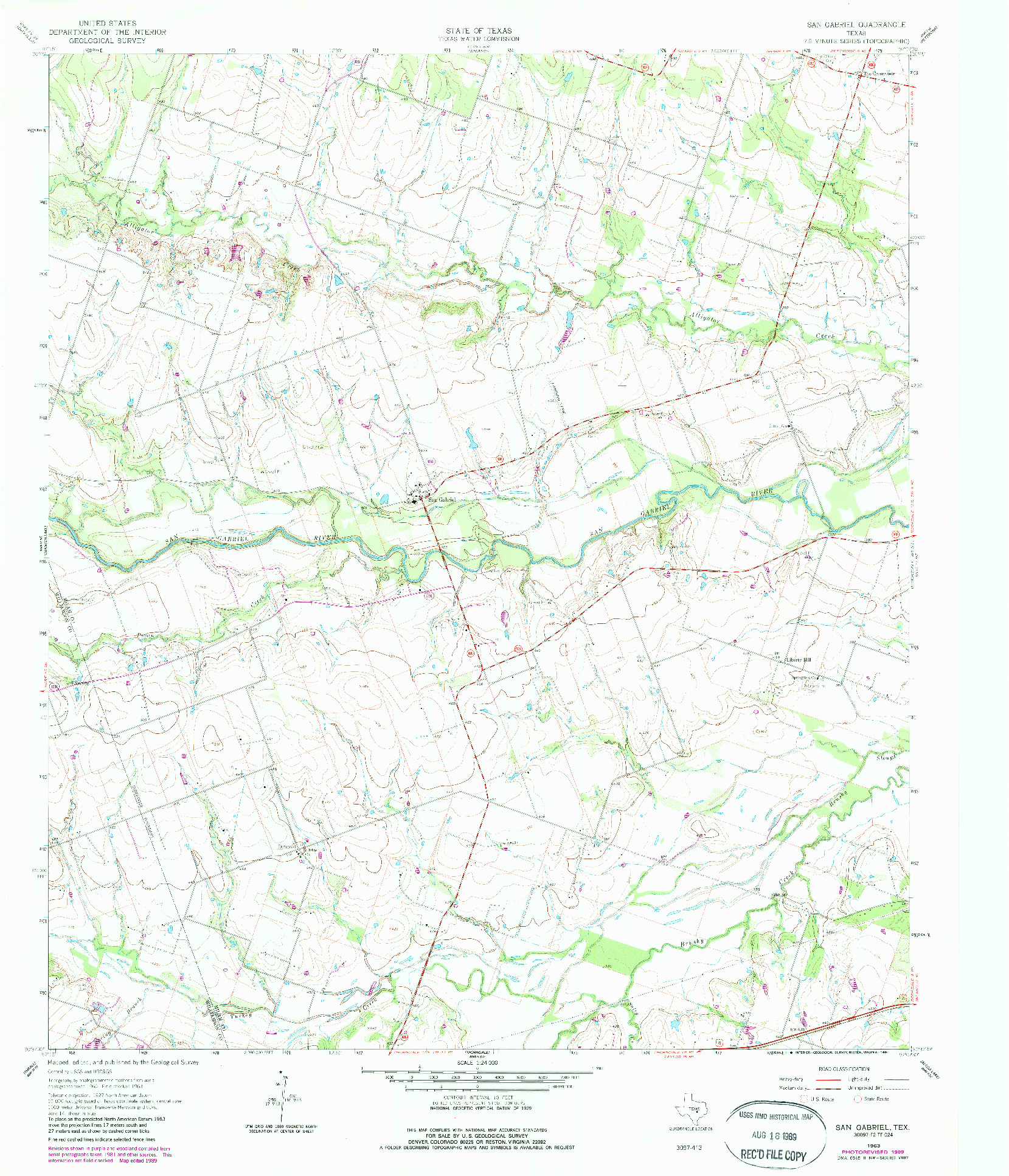 USGS 1:24000-SCALE QUADRANGLE FOR SAN GABRIEL, TX 1963