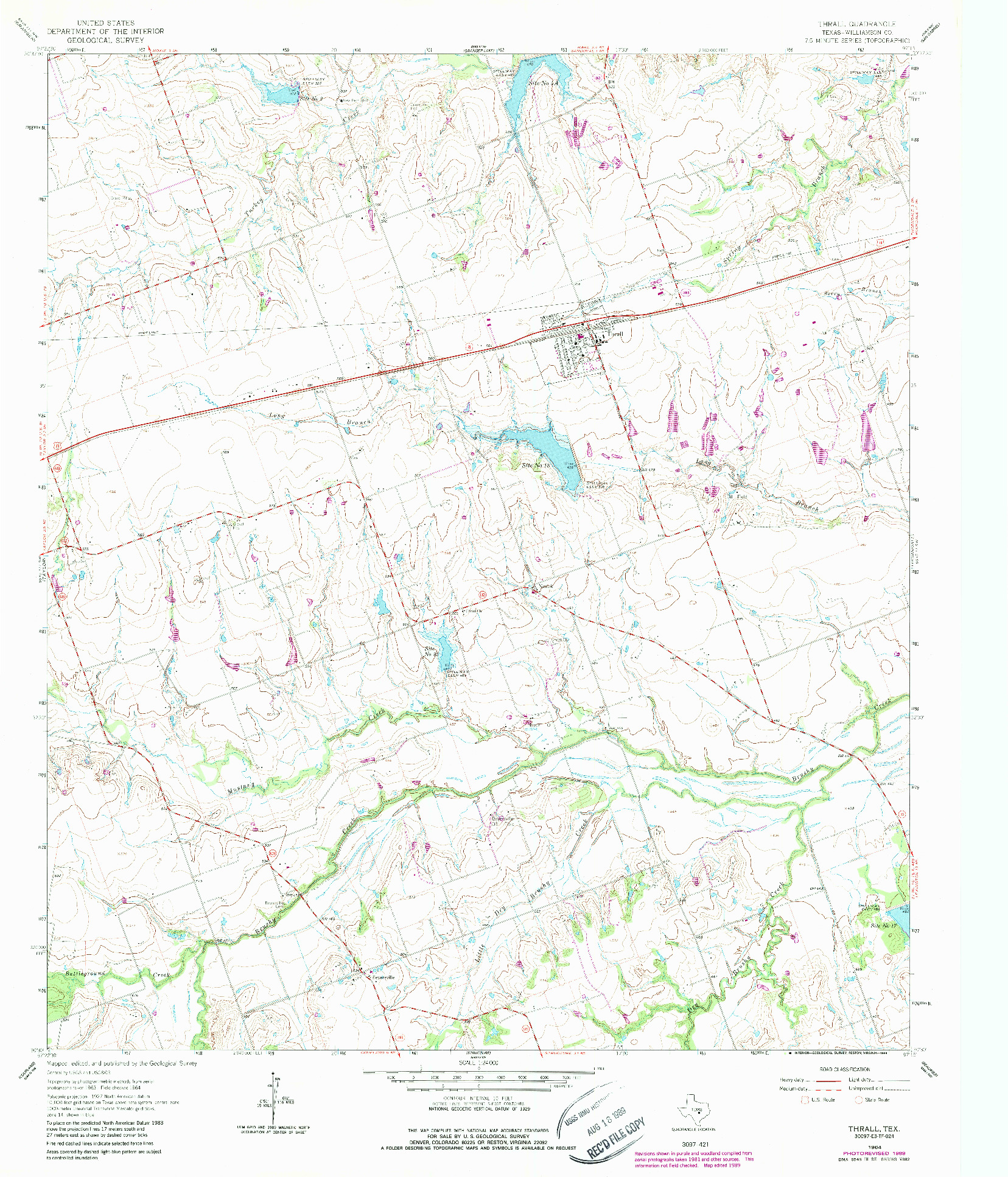 USGS 1:24000-SCALE QUADRANGLE FOR THRALL, TX 1964