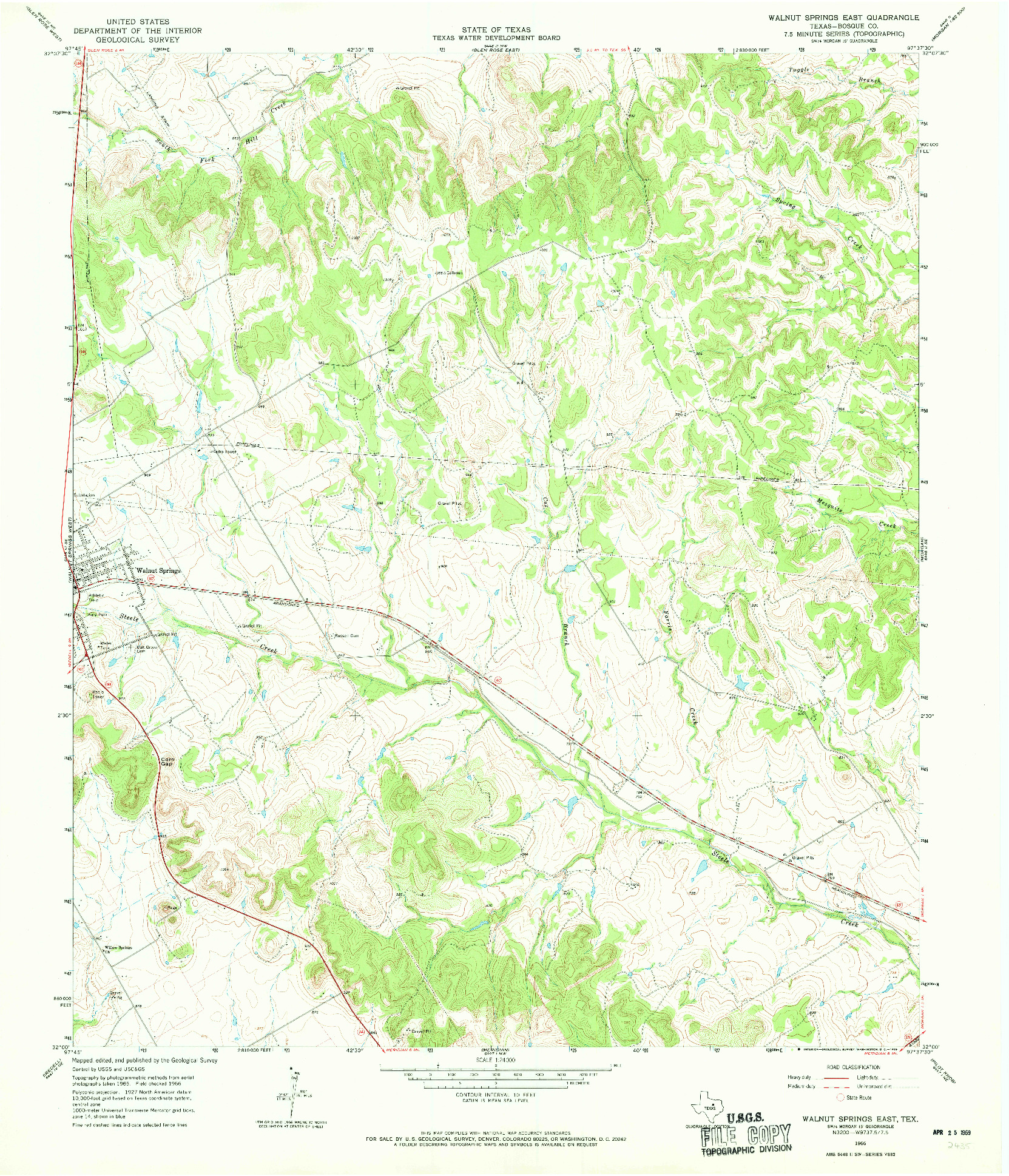USGS 1:24000-SCALE QUADRANGLE FOR WALNUT SPRINGS EAST, TX 1966