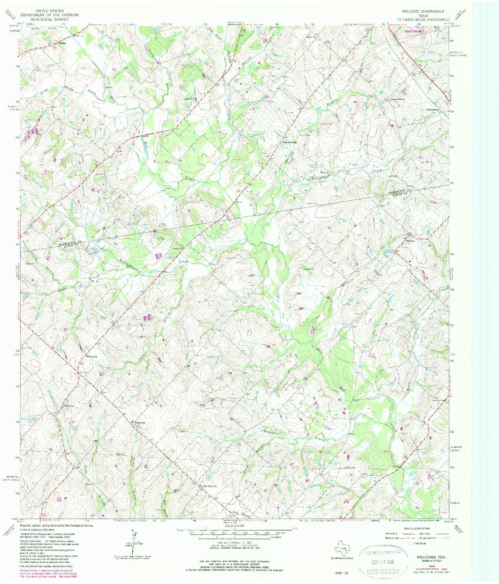 USGS 1:24000-SCALE QUADRANGLE FOR WELCOME, TX 1963