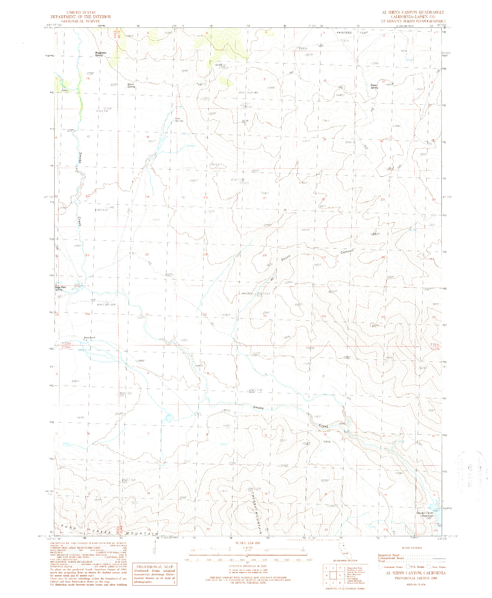 USGS 1:24000-SCALE QUADRANGLE FOR AL SHINN CANYON, CA 1989
