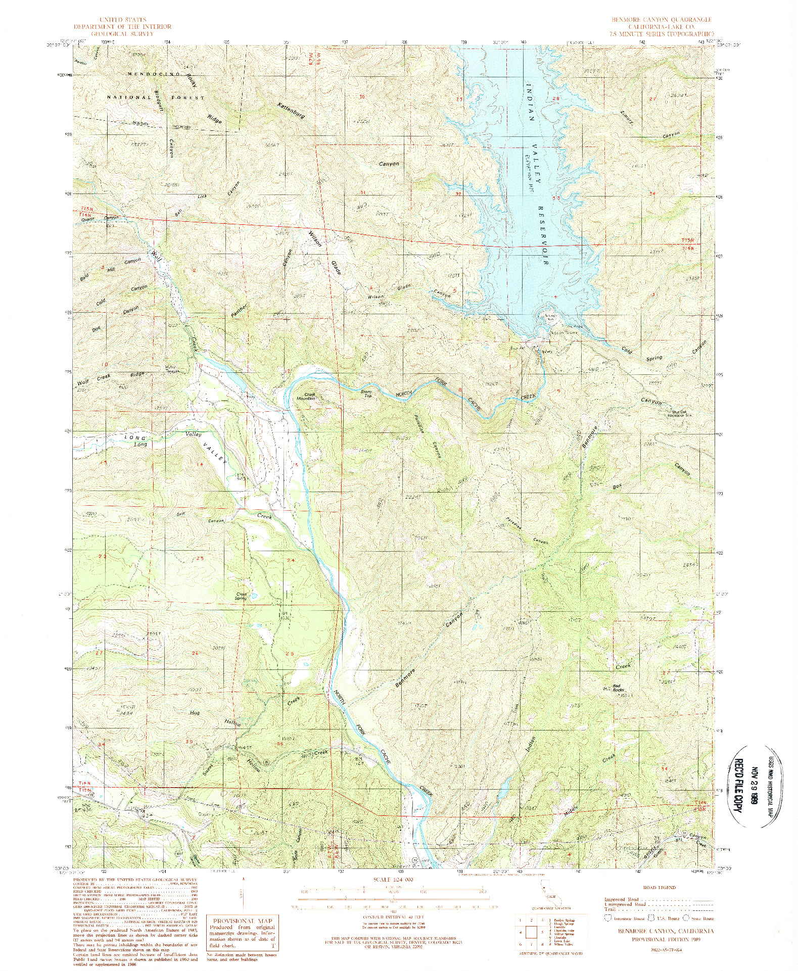 USGS 1:24000-SCALE QUADRANGLE FOR BENMORE CANYON, CA 1989