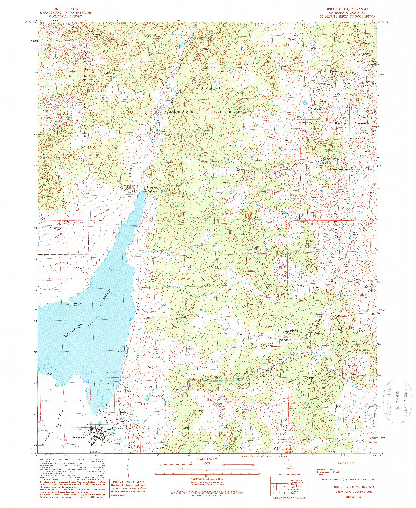 USGS 1:24000-SCALE QUADRANGLE FOR BRIDGEPORT, CA 1989