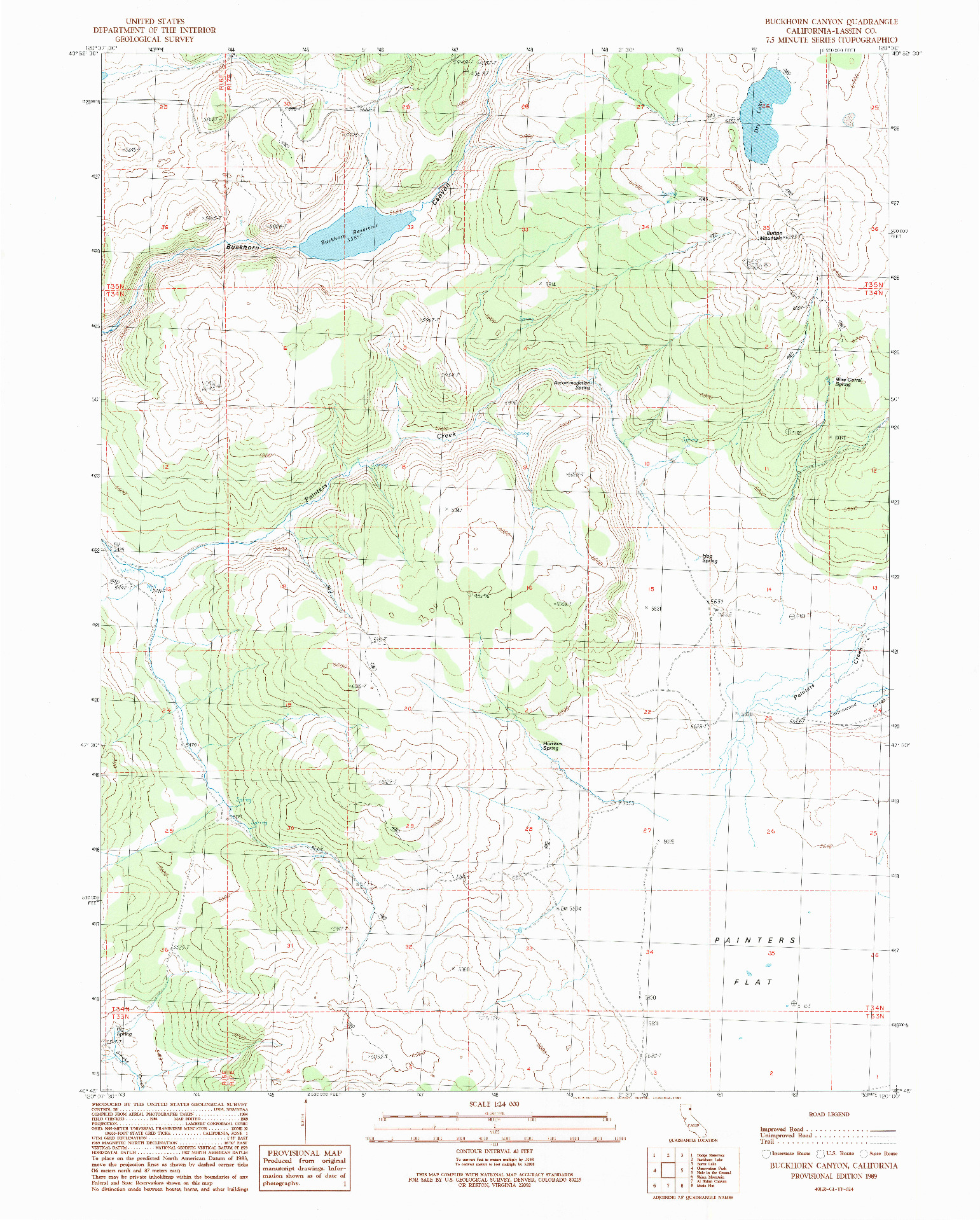 USGS 1:24000-SCALE QUADRANGLE FOR BUCKHORN CANYON, CA 1989