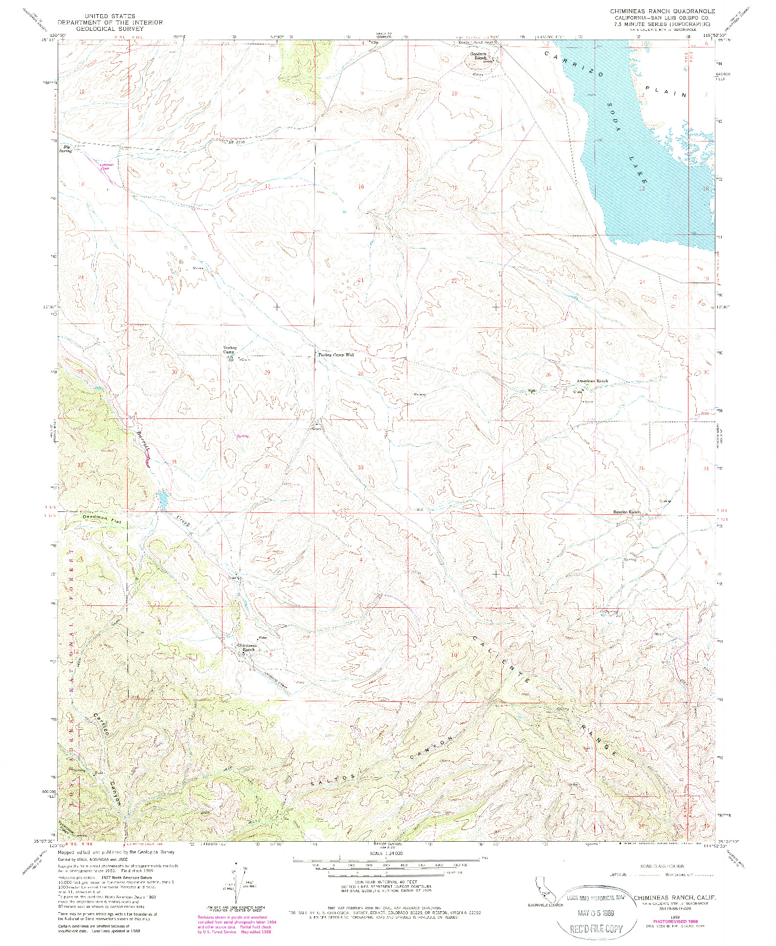 USGS 1:24000-SCALE QUADRANGLE FOR CHIMINEAS RANCH, CA 1959