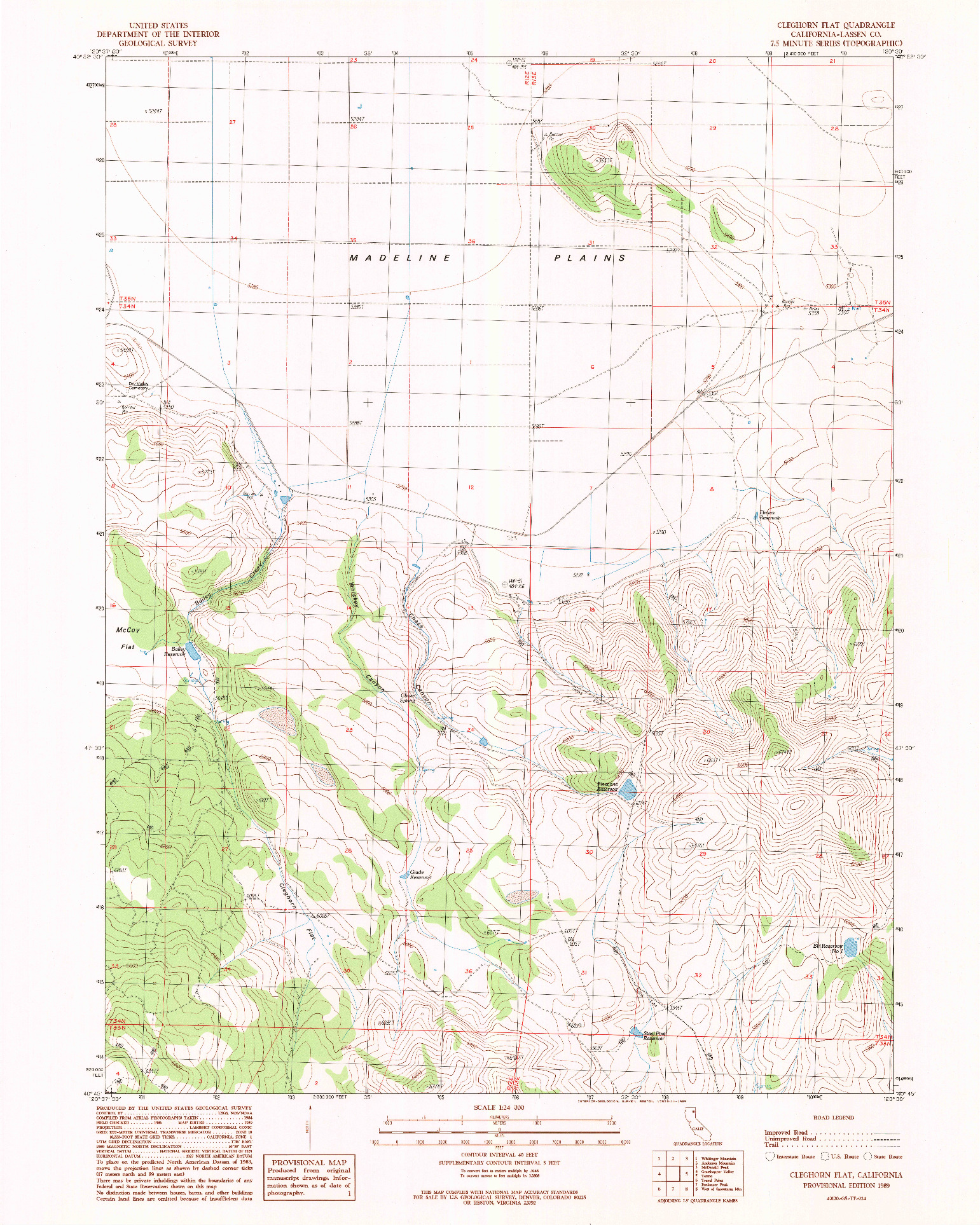 USGS 1:24000-SCALE QUADRANGLE FOR CLEGHORN FLAT, CA 1989