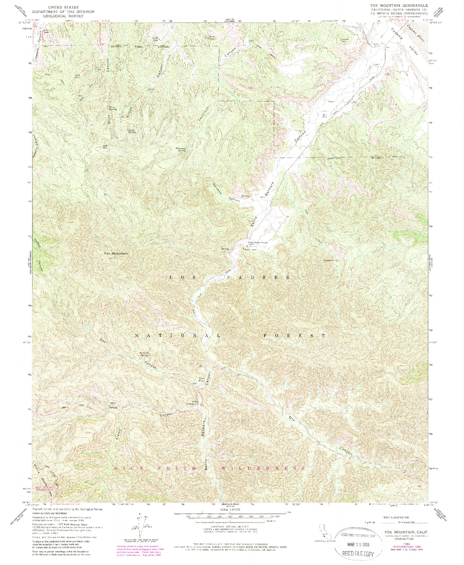 USGS 1:24000-SCALE QUADRANGLE FOR FOX MOUNTAIN, CA 1964
