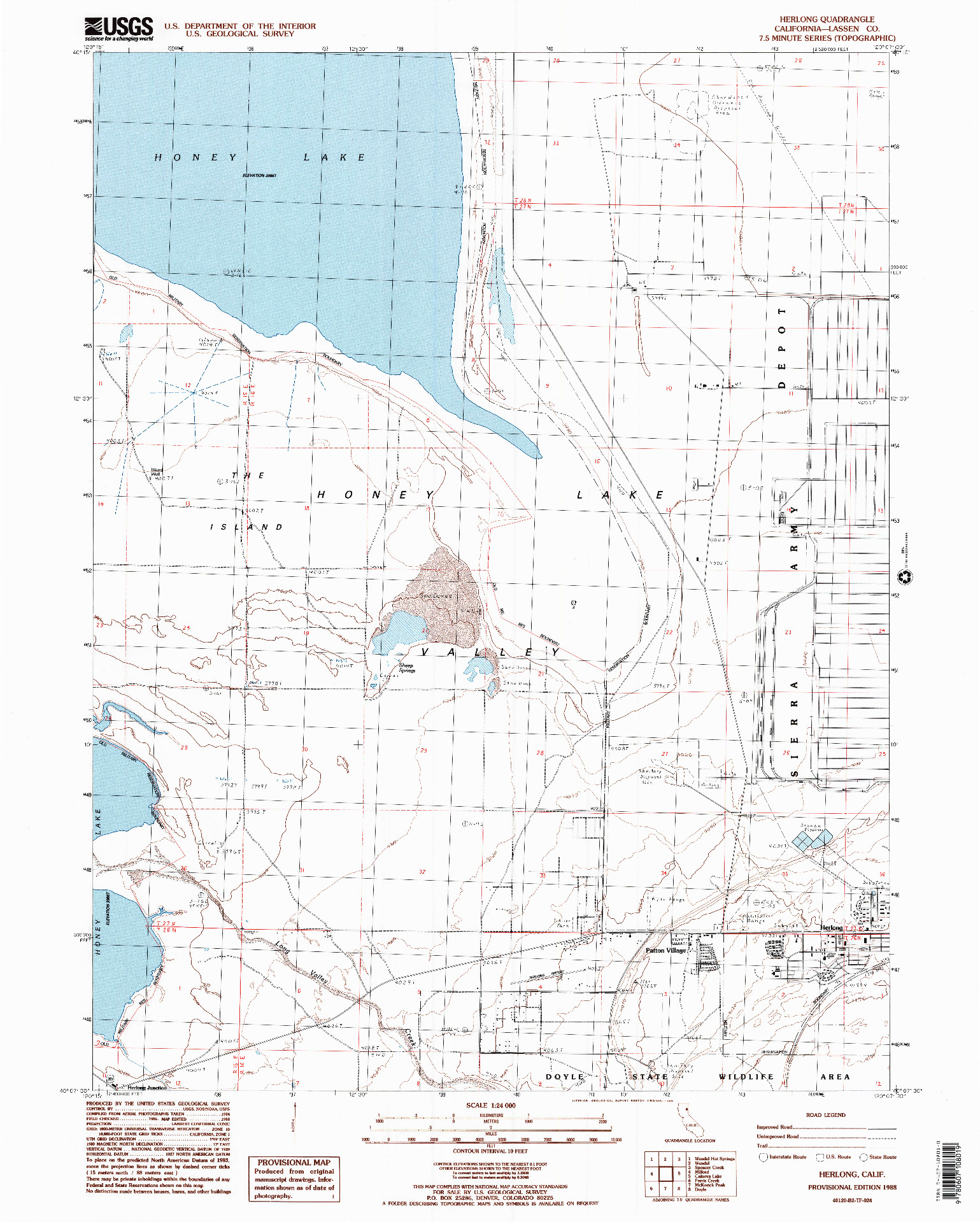 USGS 1:24000-SCALE QUADRANGLE FOR HERLONG, CA 1988