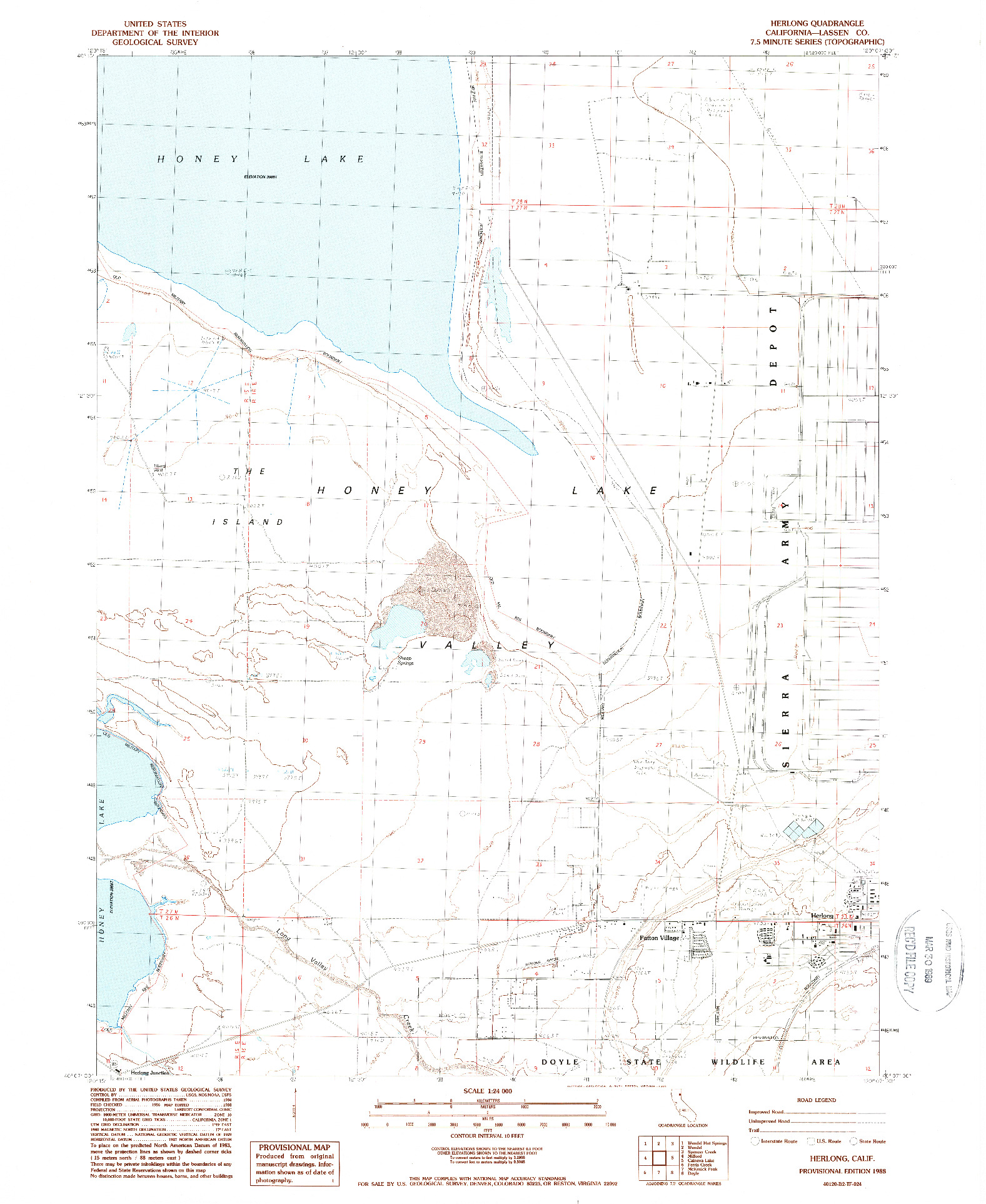 USGS 1:24000-SCALE QUADRANGLE FOR HERLONG, CA 1988