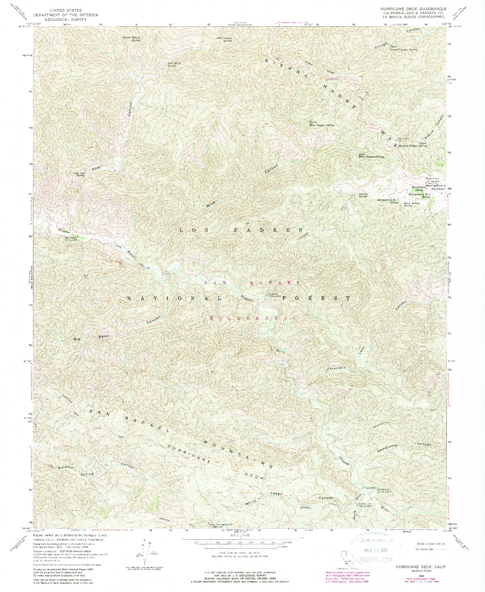 USGS 1:24000-SCALE QUADRANGLE FOR HURRICANE DECK, CA 1964