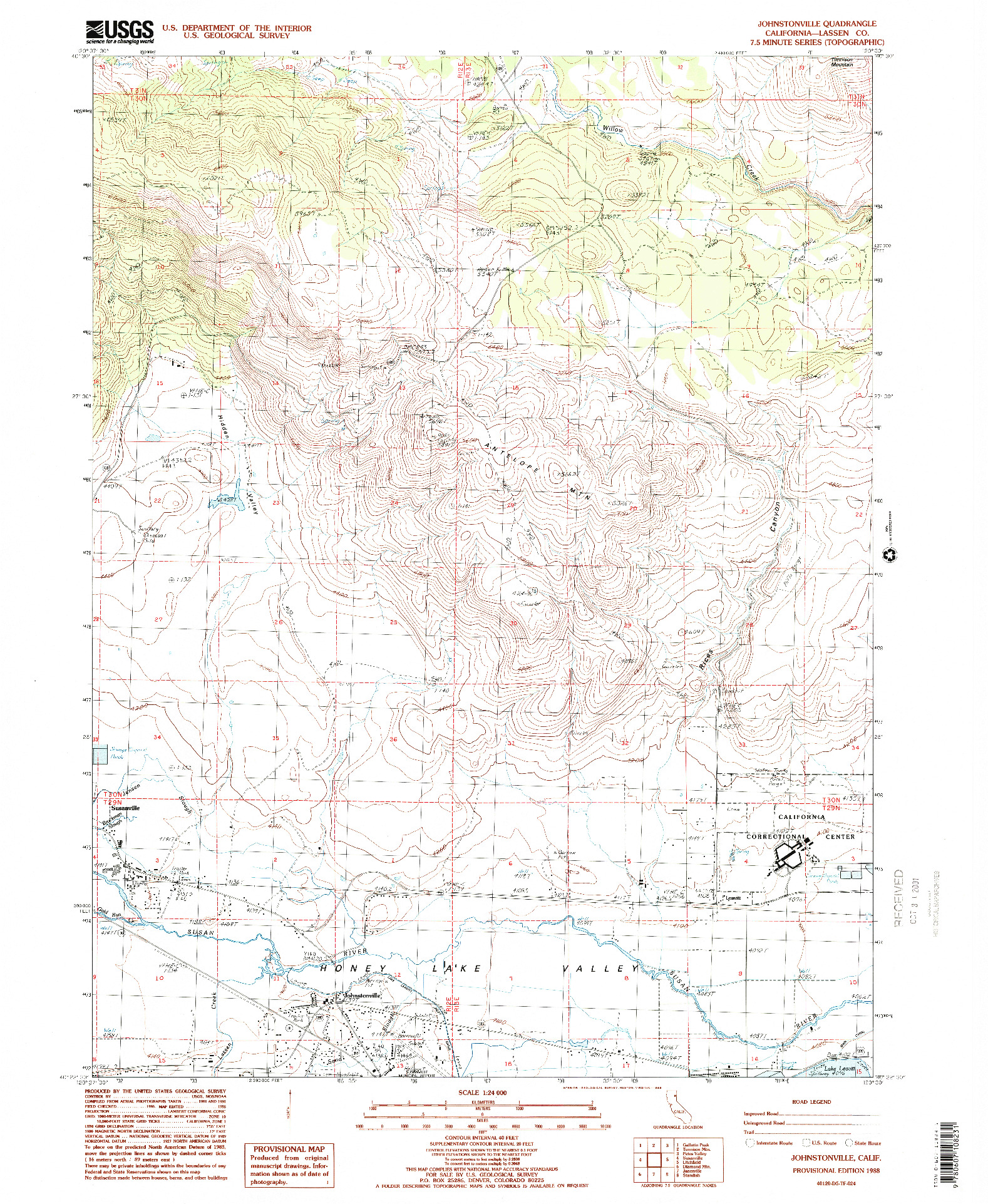 USGS 1:24000-SCALE QUADRANGLE FOR JOHNSTONVILLE, CA 1988