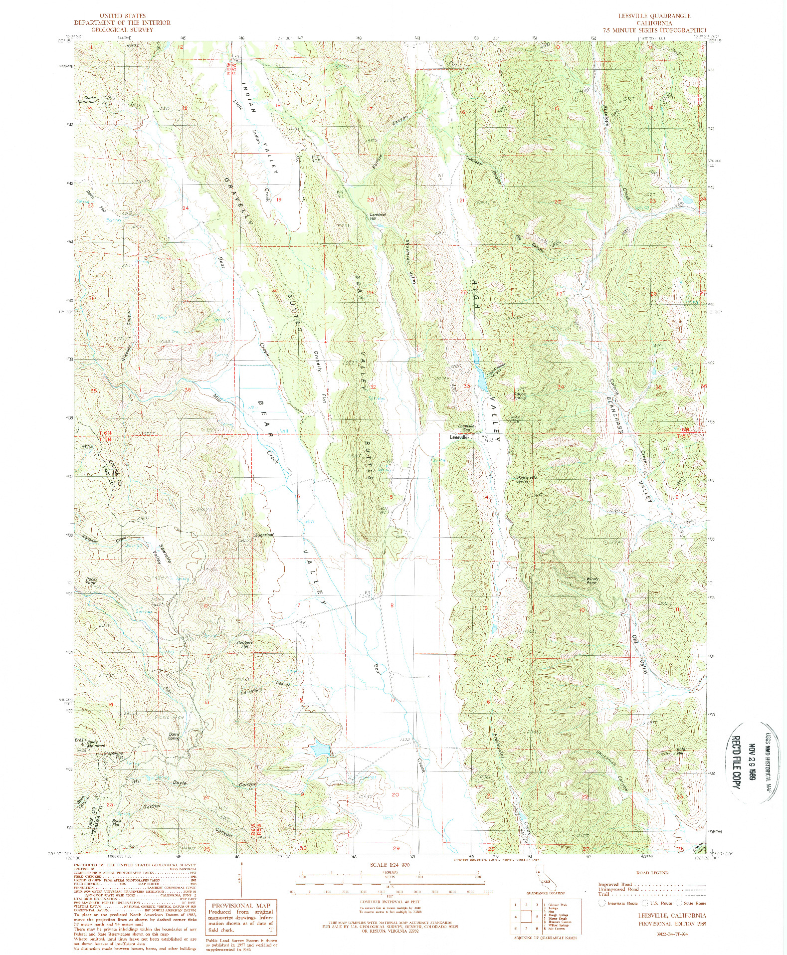 USGS 1:24000-SCALE QUADRANGLE FOR LEESVILLE, CA 1989