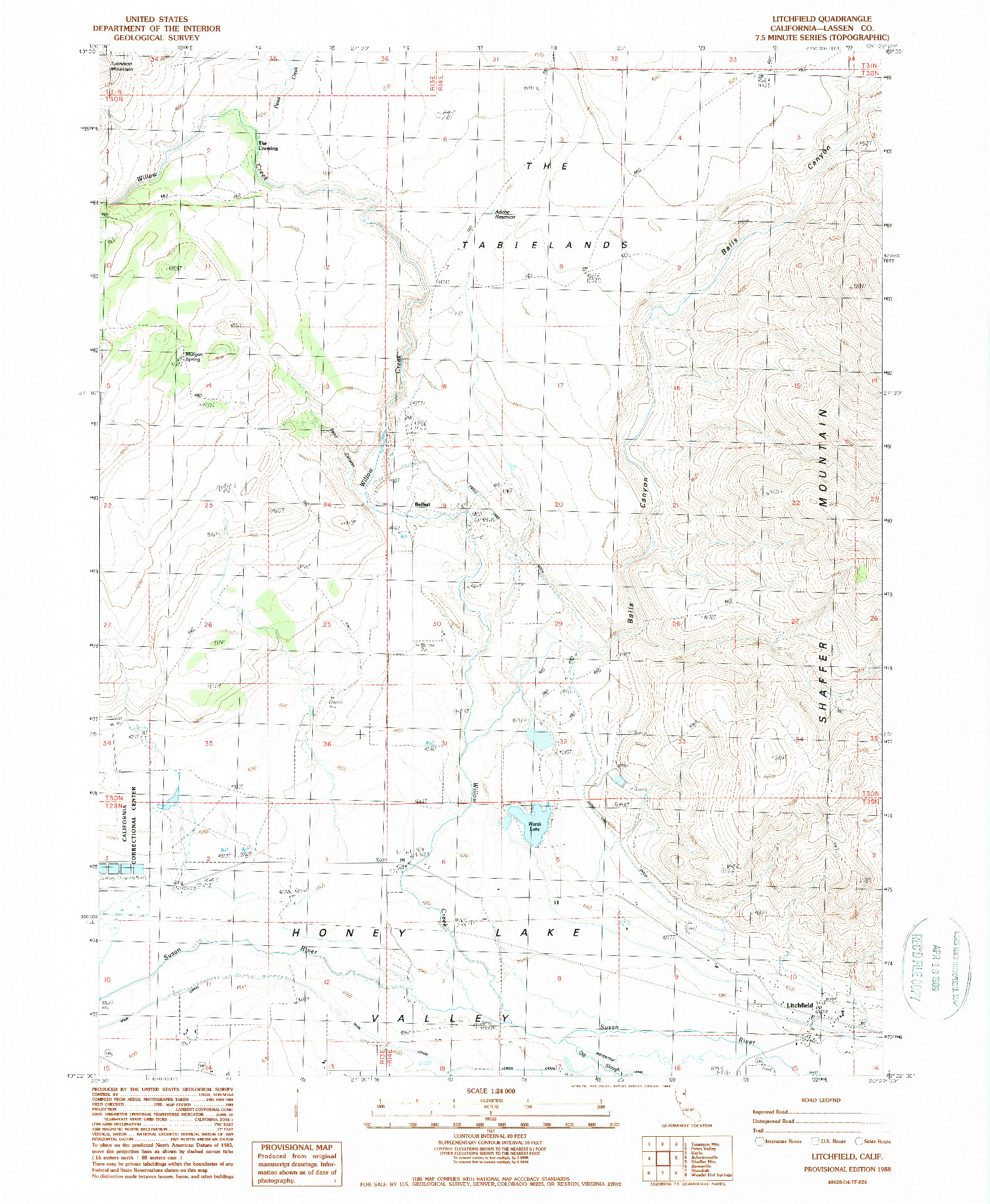 USGS 1:24000-SCALE QUADRANGLE FOR LITCHFIELD, CA 1988