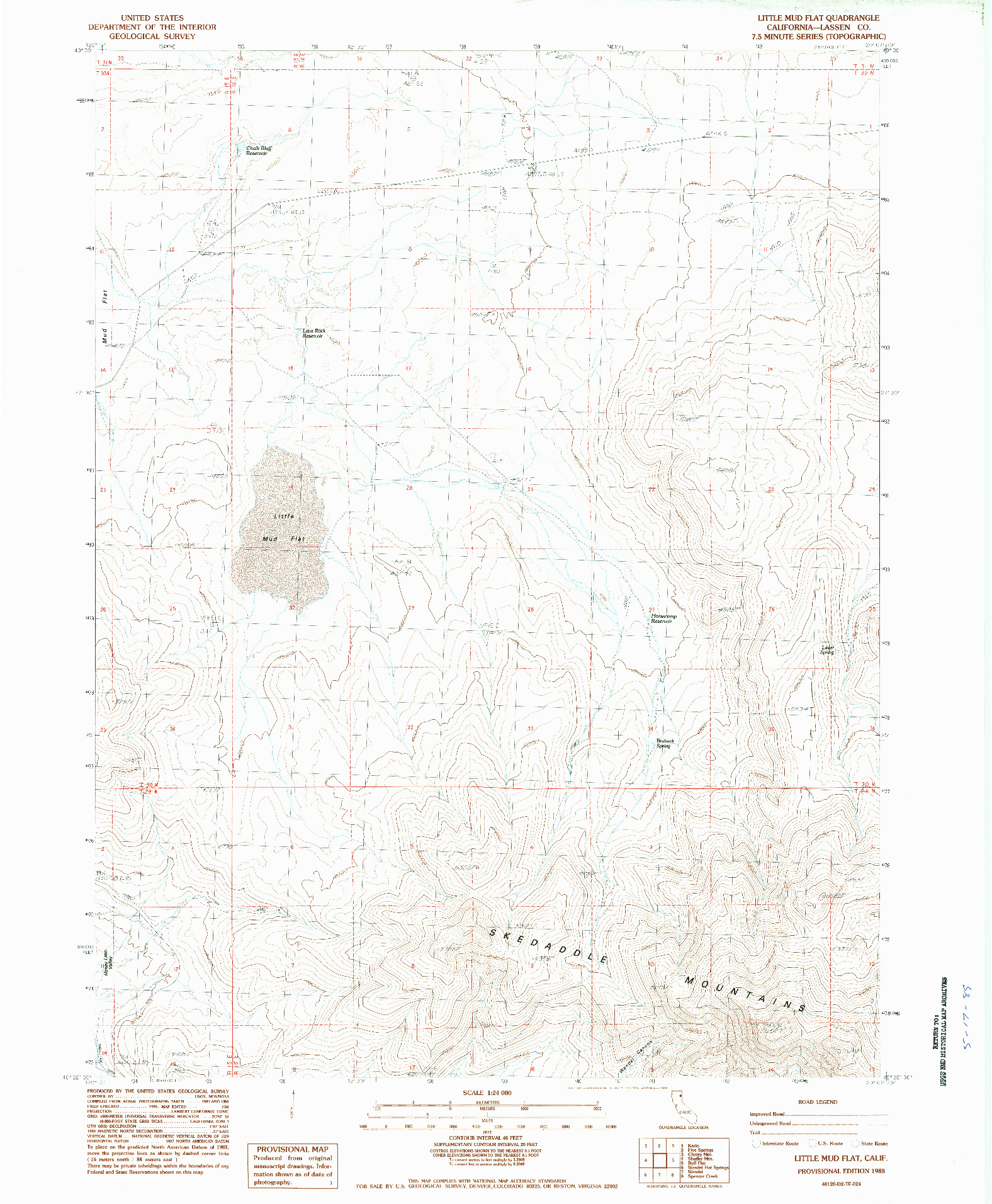 USGS 1:24000-SCALE QUADRANGLE FOR LITTLE MUD FLAT, CA 1988