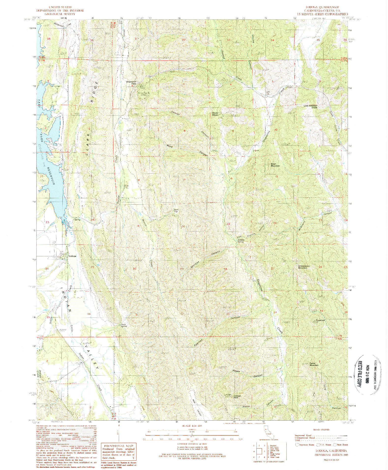 USGS 1:24000-SCALE QUADRANGLE FOR LODOGA, CA 1989