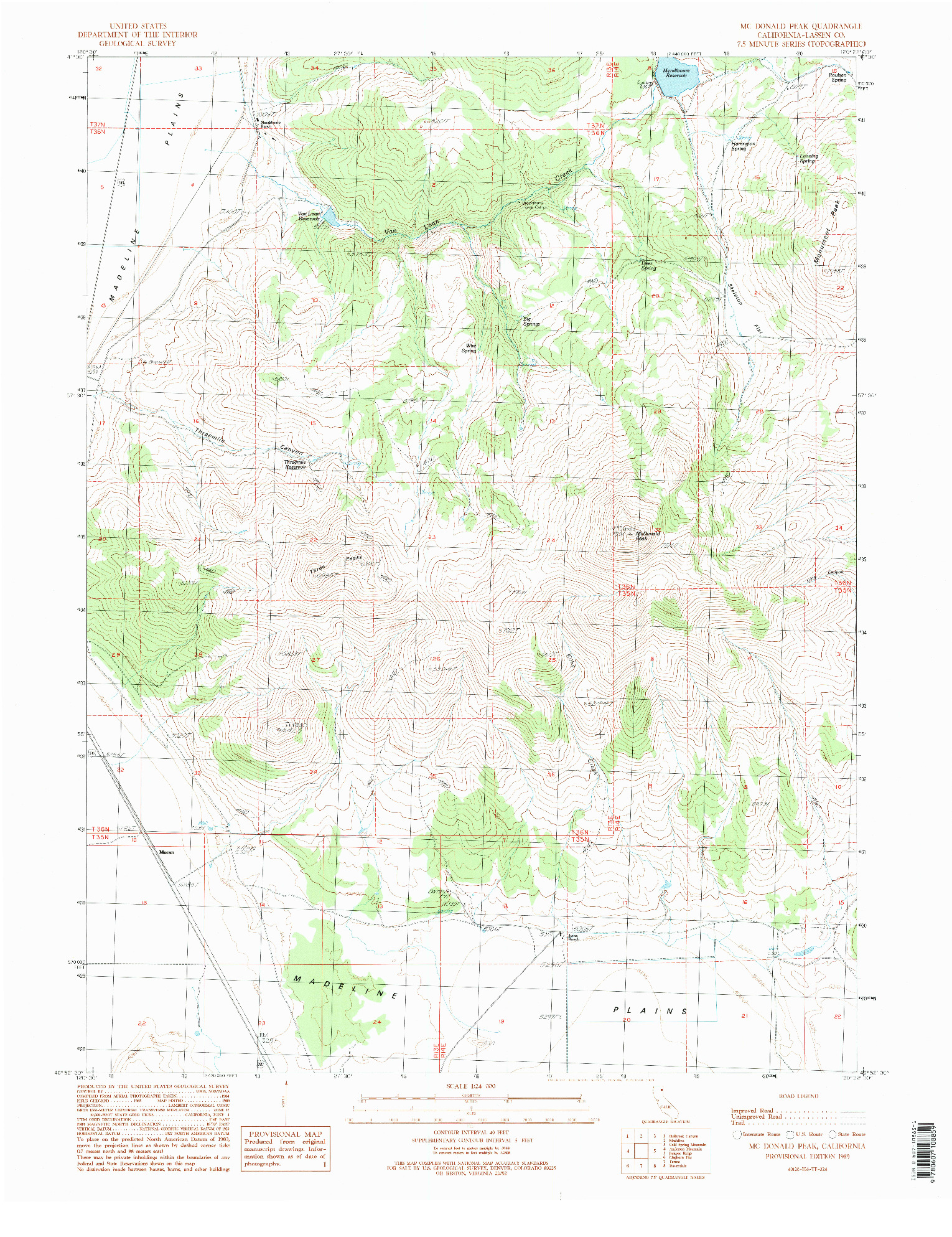 USGS 1:24000-SCALE QUADRANGLE FOR MCDONALD PEAK, CA 1989