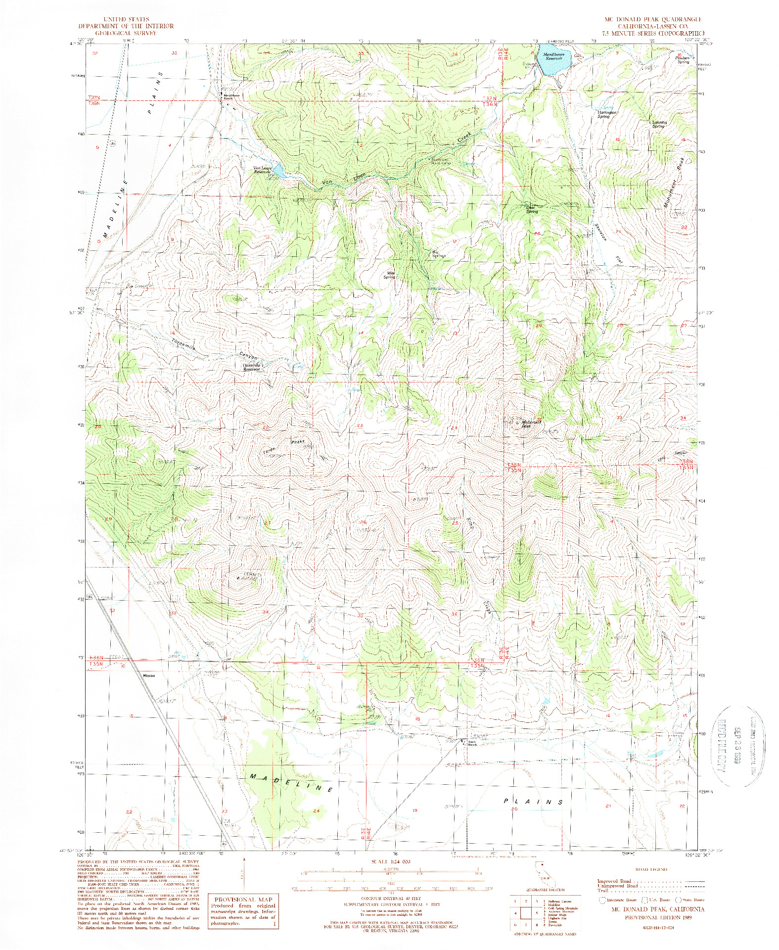 USGS 1:24000-SCALE QUADRANGLE FOR MCDONALD PEAK, CA 1989