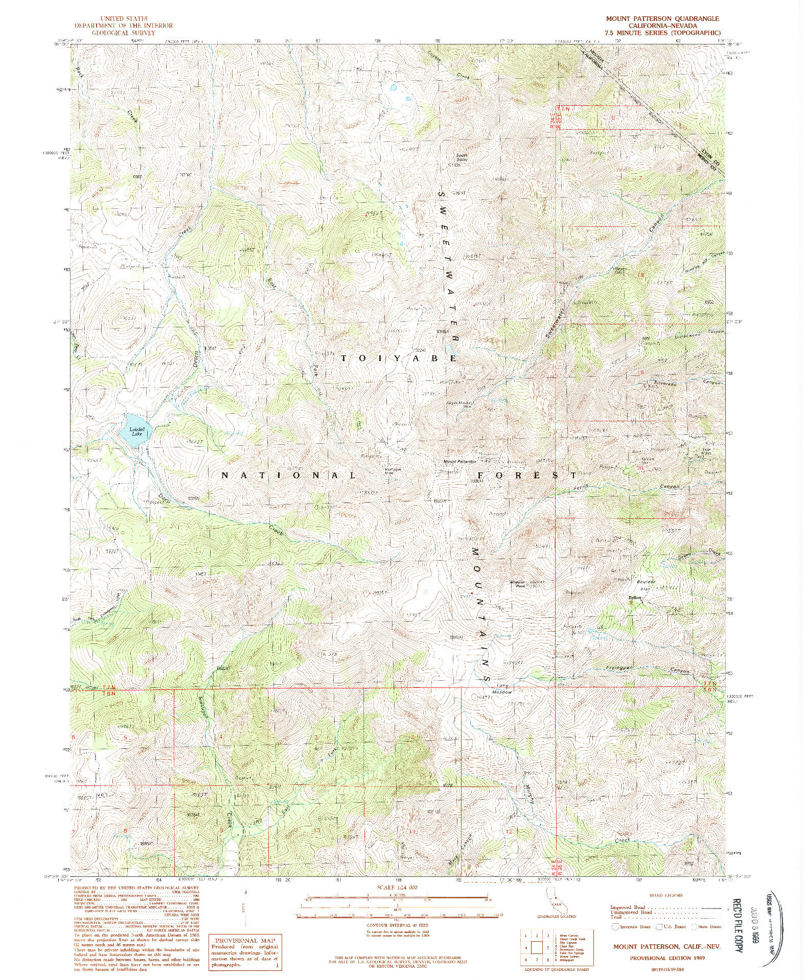 USGS 1:24000-SCALE QUADRANGLE FOR MOUNT PATTERSON, CA 1989