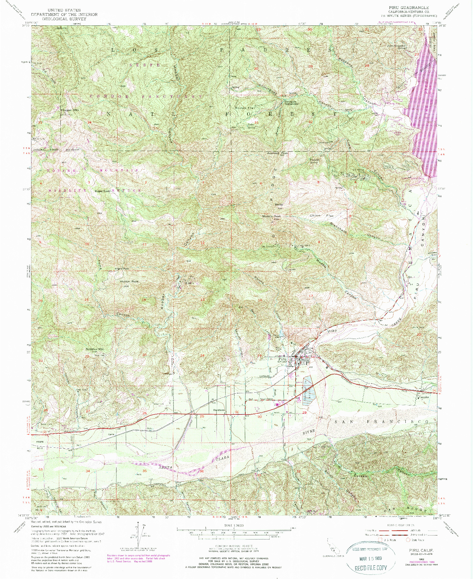 USGS 1:24000-SCALE QUADRANGLE FOR PIRU, CA 1952