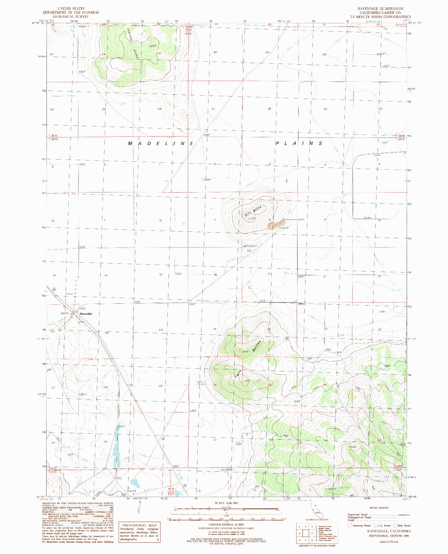 USGS 1:24000-SCALE QUADRANGLE FOR RAVENDALE, CA 1989