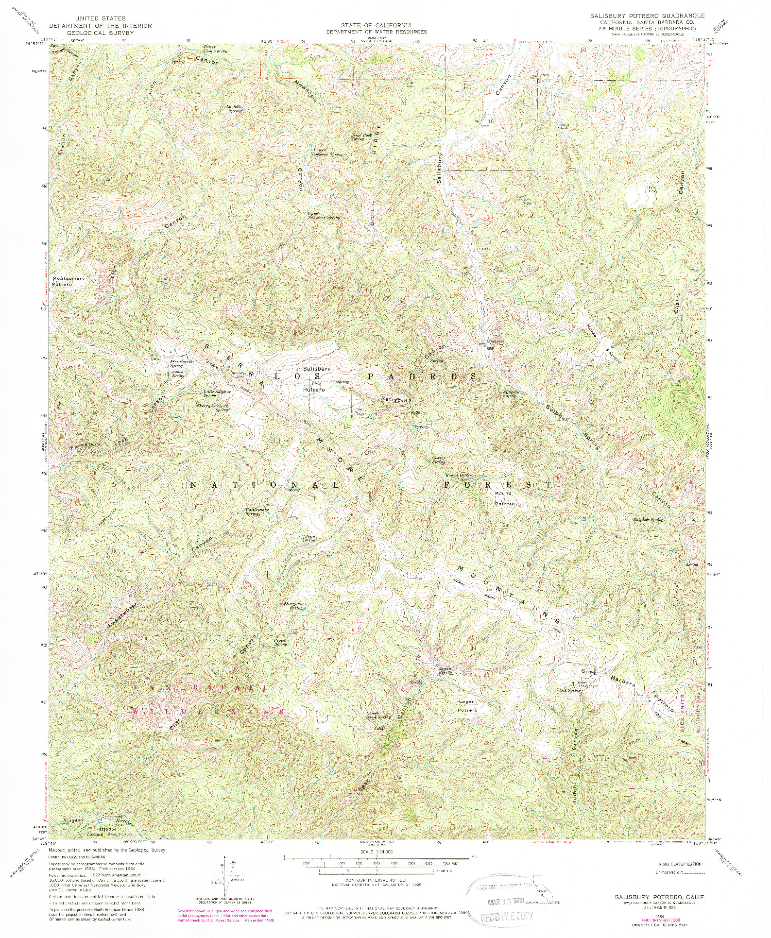 USGS 1:24000-SCALE QUADRANGLE FOR SALISBURY POTRERO, CA 1964