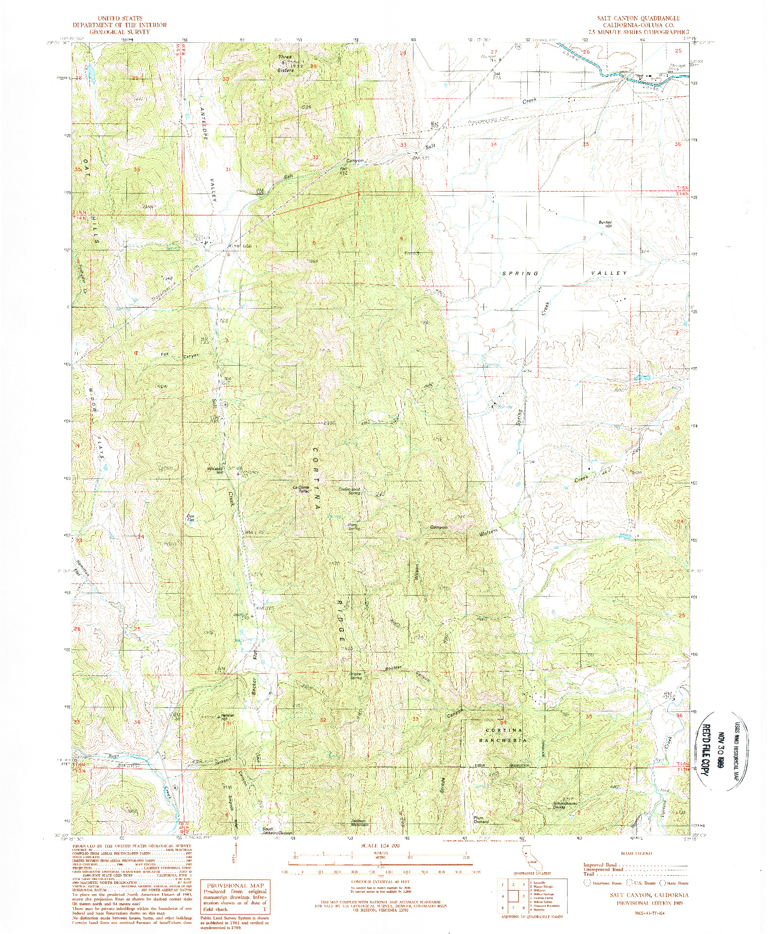 USGS 1:24000-SCALE QUADRANGLE FOR SALT CANYON, CA 1989