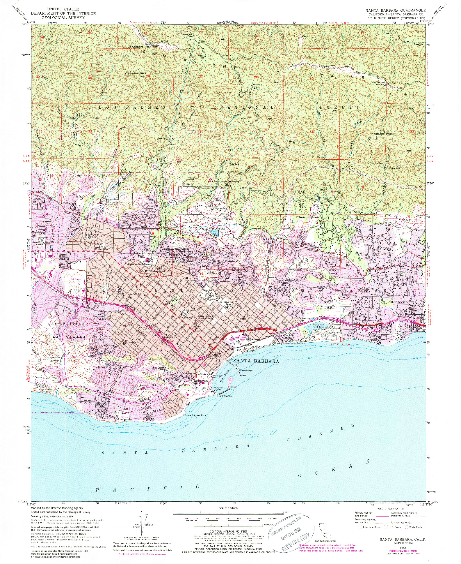 USGS 1:24000-SCALE QUADRANGLE FOR SANTA BARBARA, CA 1952