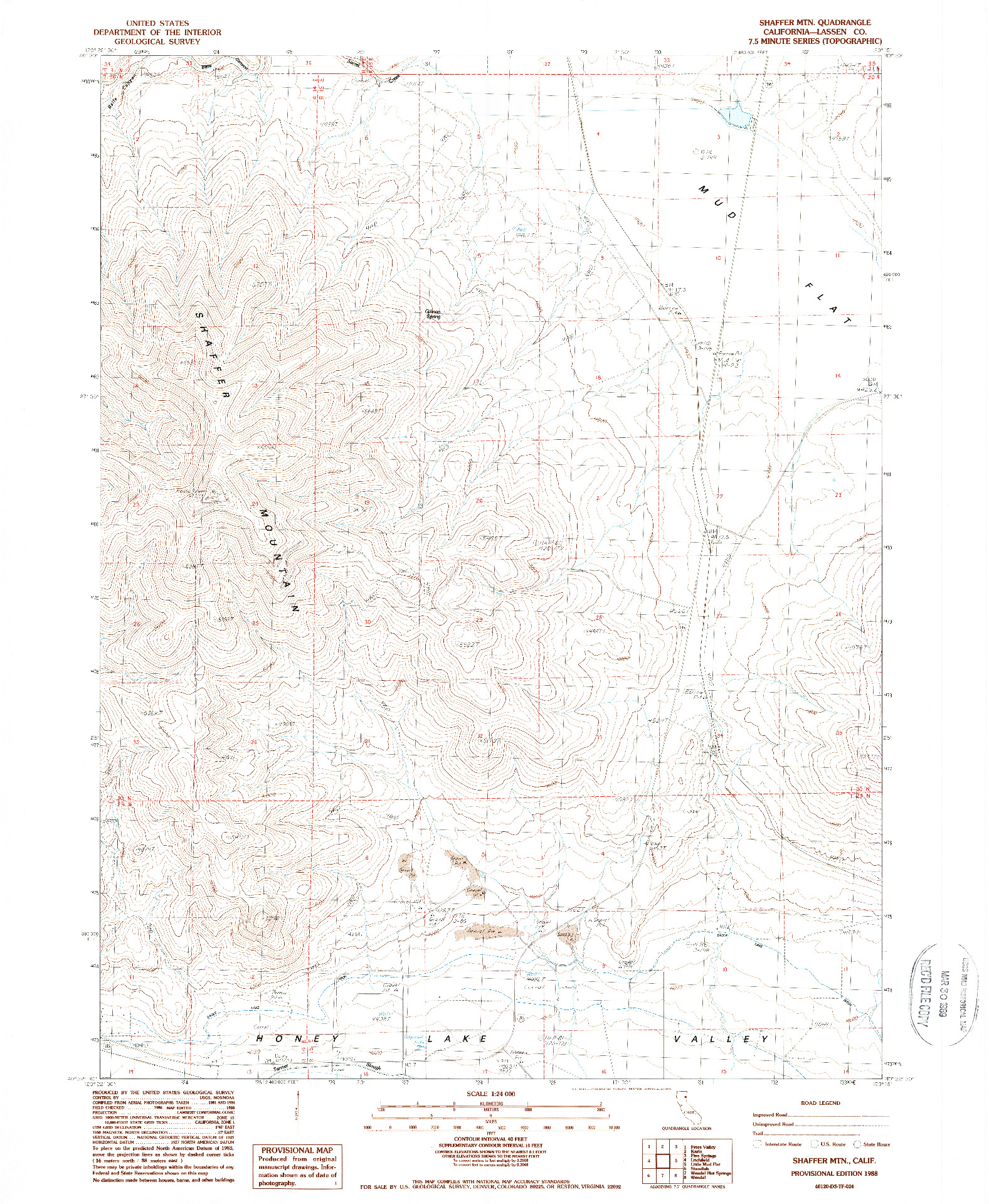 USGS 1:24000-SCALE QUADRANGLE FOR SHAFFER MTN, CA 1988