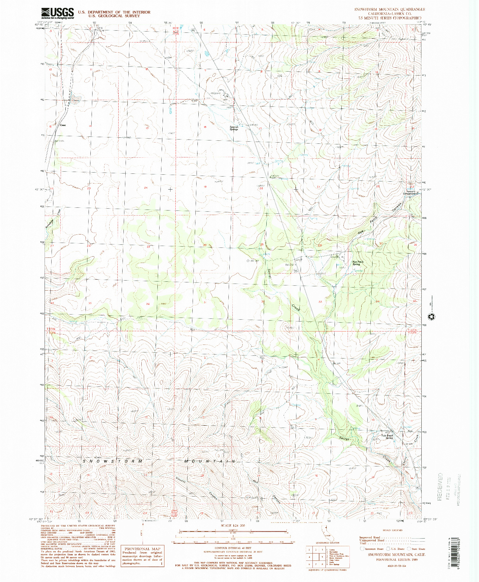USGS 1:24000-SCALE QUADRANGLE FOR SNOWSTORM MOUNTAIN, CA 1989