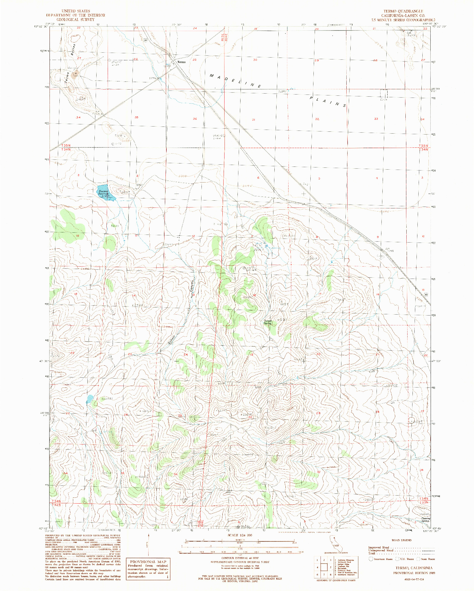 USGS 1:24000-SCALE QUADRANGLE FOR TERMO, CA 1989