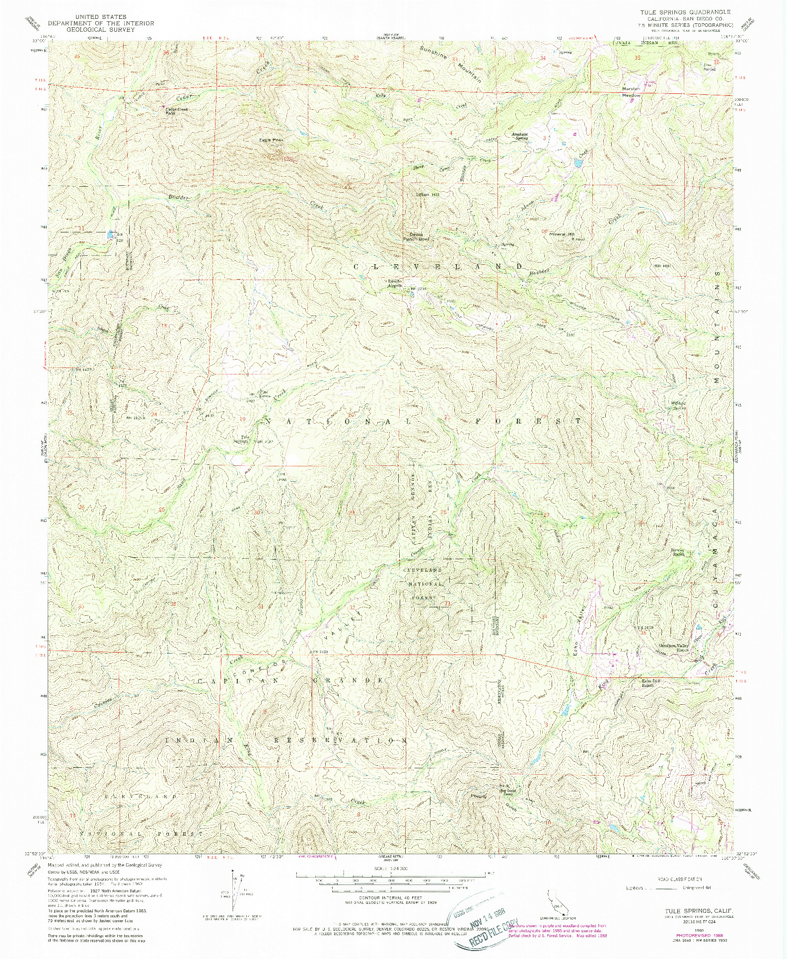 USGS 1:24000-SCALE QUADRANGLE FOR TULE SPRINGS, CA 1960